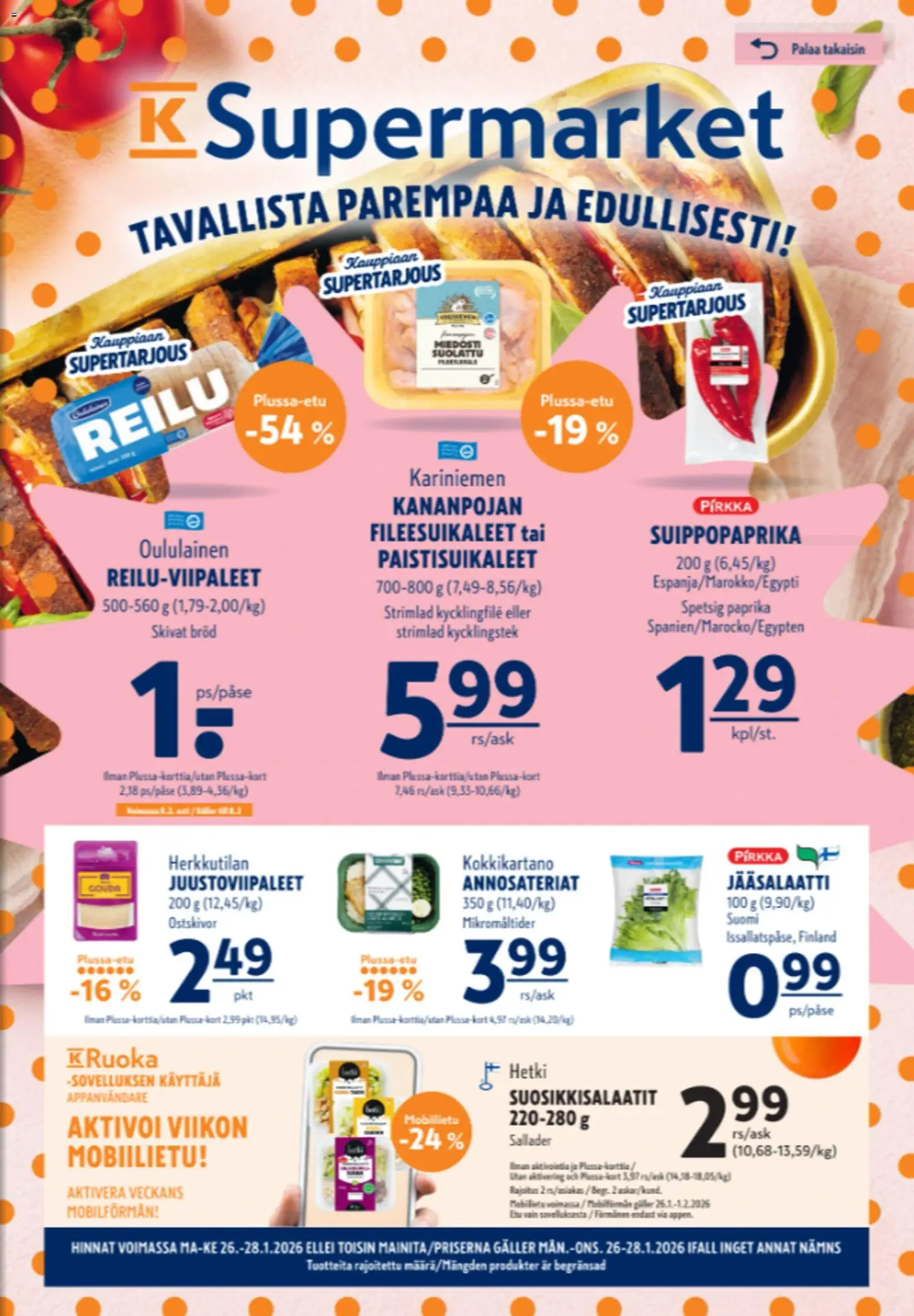 K-Supermarket tarjoukset - sivu 1- voimassa alkaen 26/01/2026