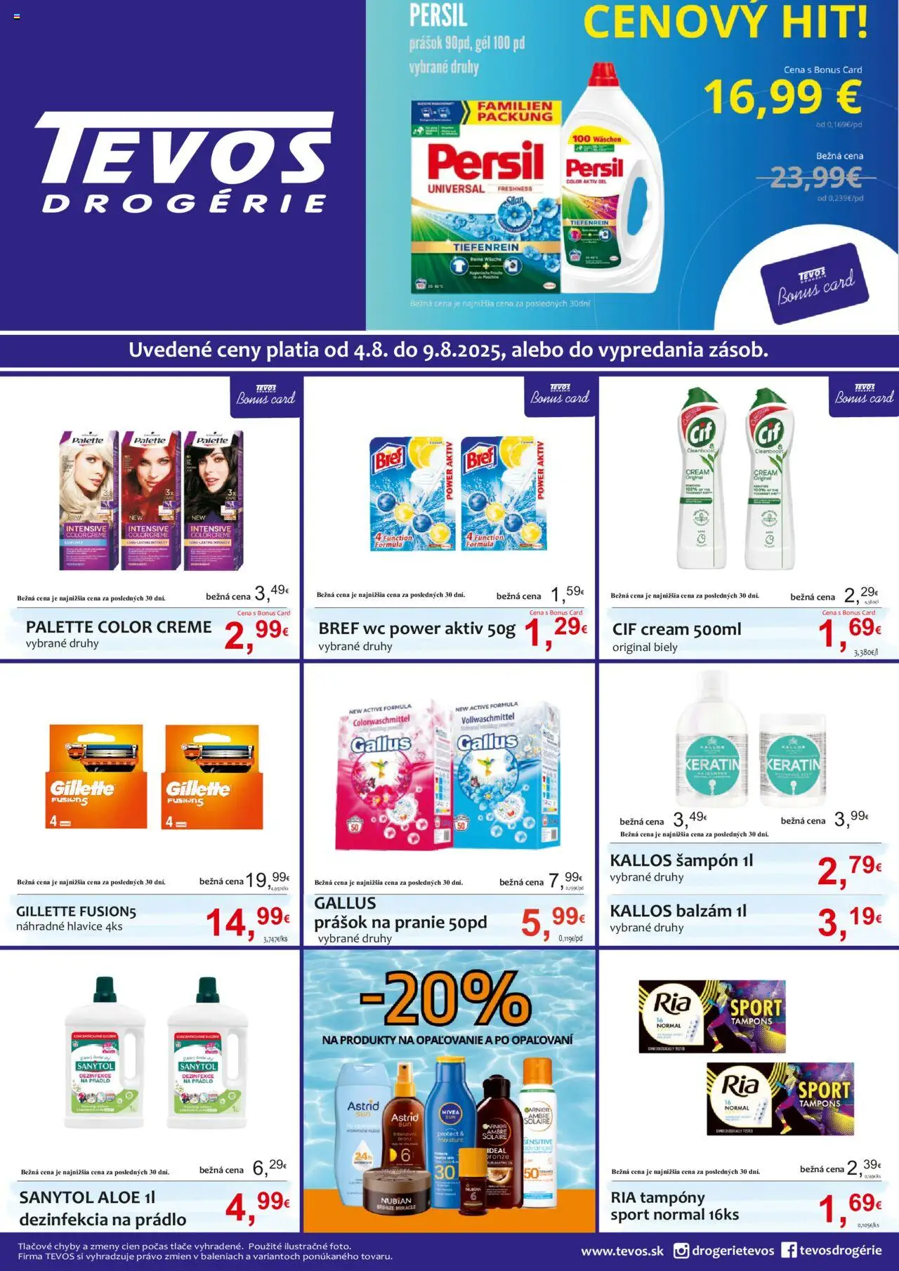 TEVOS drogérie leták - strana 1- platný od 04.08.2025