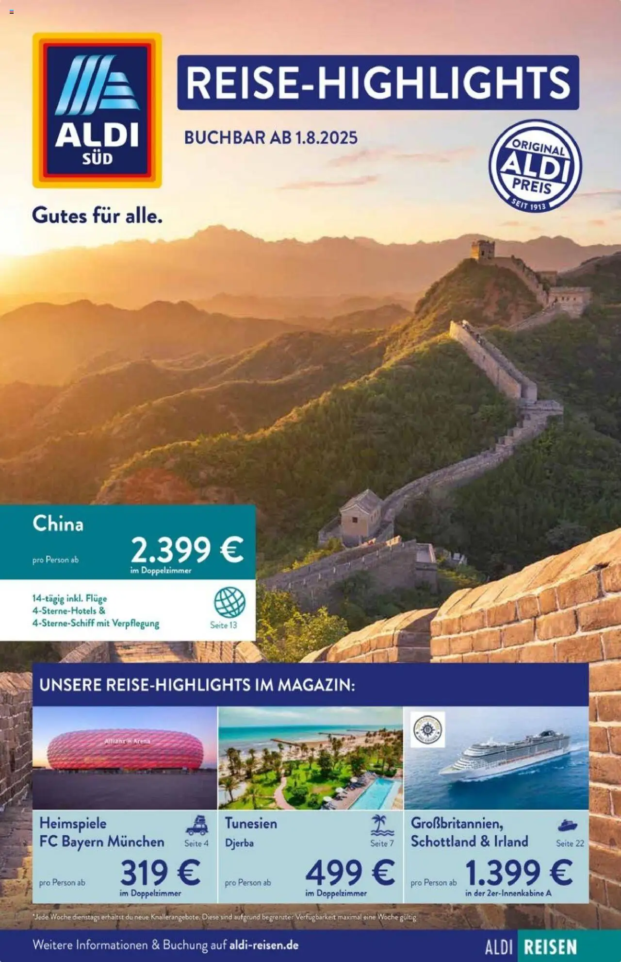 Aldi Reisen Prospekt 	 - Seite 1 - gültig ab 01.08.2025