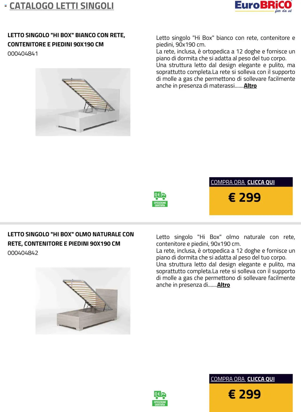 Eurobrico Letti Singoli catalogo - pagina 18 - valido dal 23/07/2025
