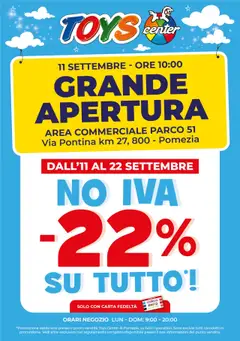Anteprima Toys Center Apertura Pomezia catalogo valida dal 11/09/2025