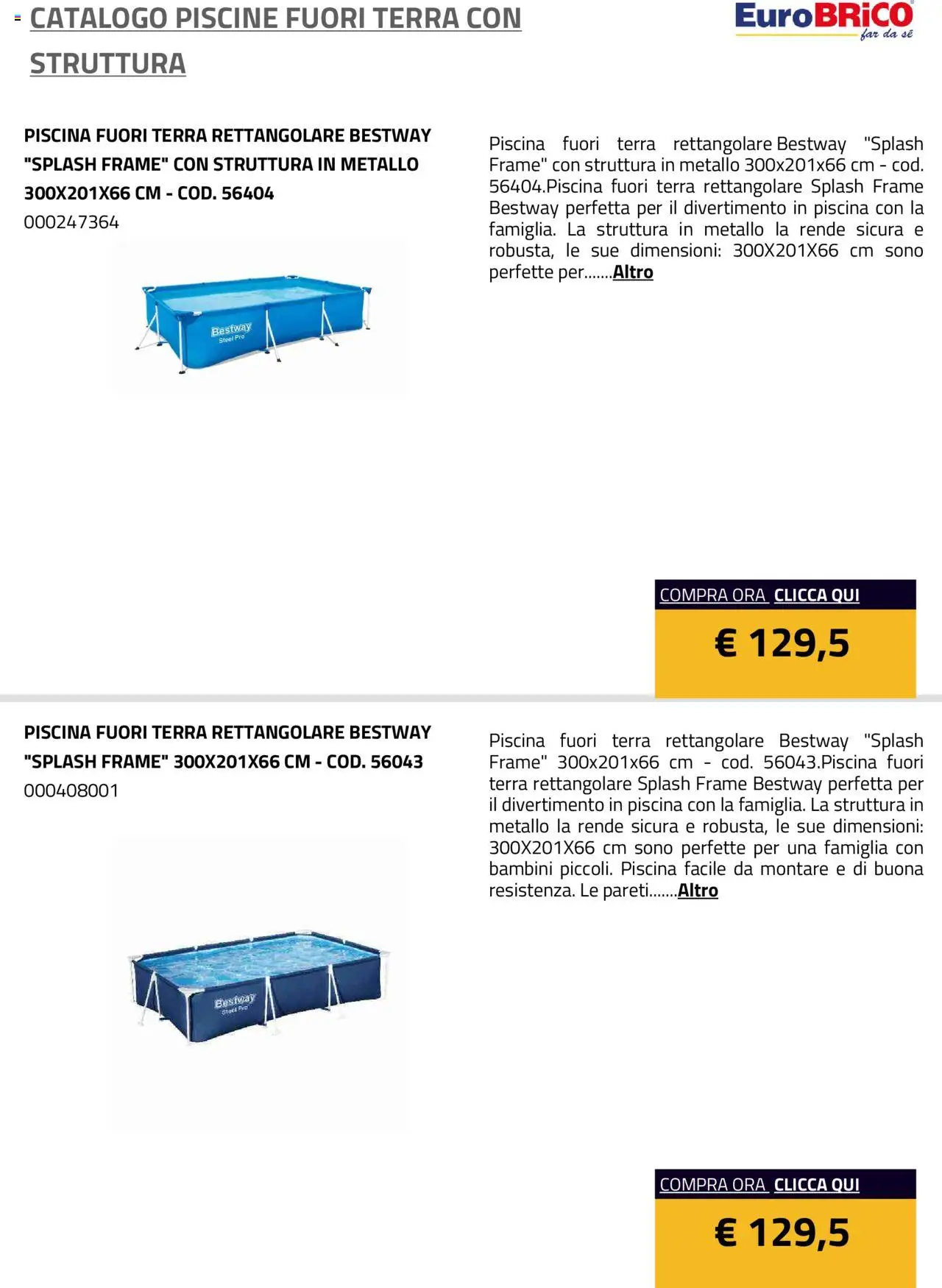 Eurobrico Piscine Fuori Terra con Struttura catalogo - pagina 2 - valido dal 23/07/2025