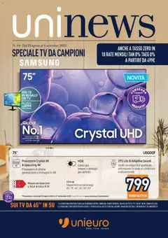 Anteprima Unieuro TV catalogo valida dal 22/08/2025