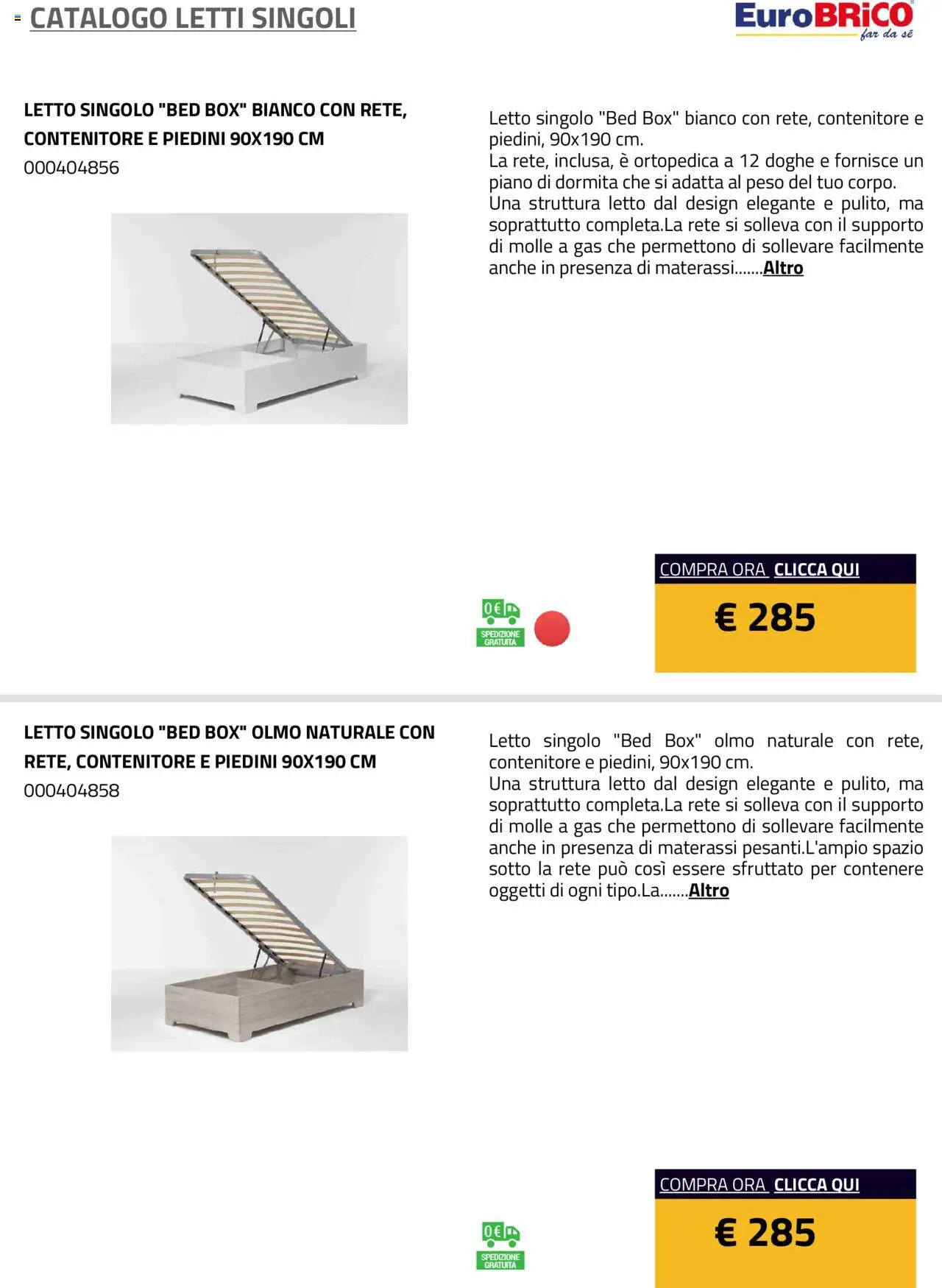 Eurobrico Letti Singoli catalogo - pagina 21 - valido dal 23/07/2025