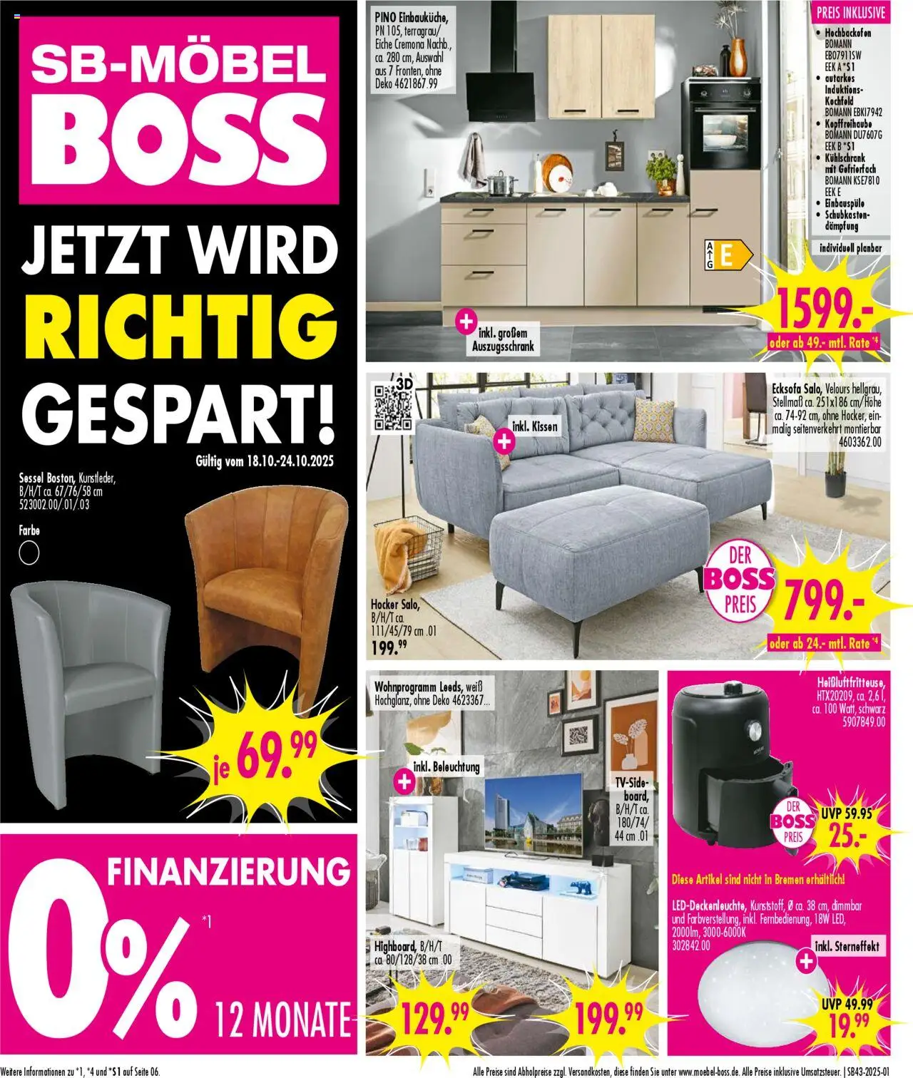 SB Möbel Boss Prospekt 	 - Seite 1 - gültig ab 18.10.2025