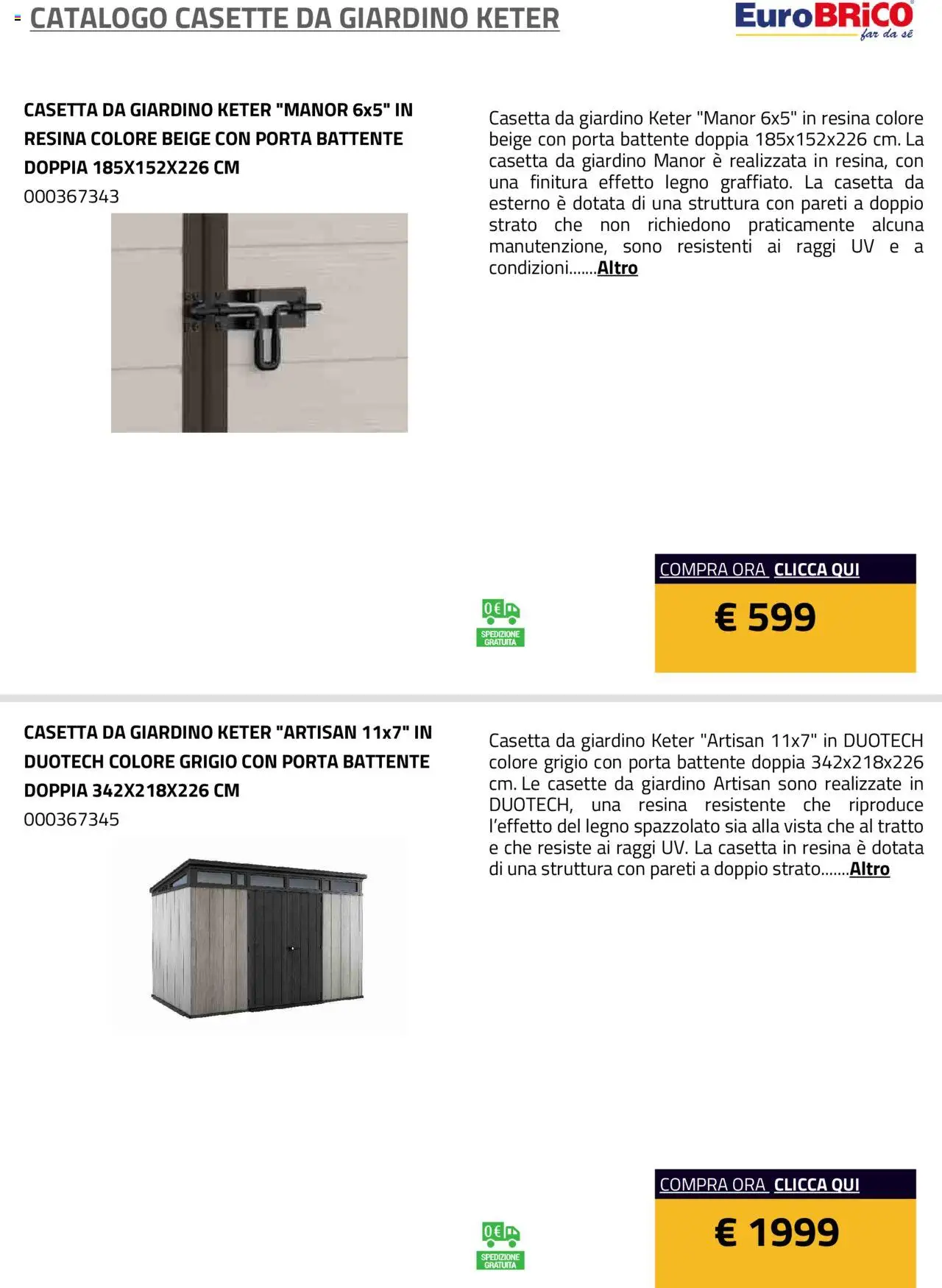 Eurobrico Casette da Giardino Keter catalogo - pagina 12 - valido dal 23/07/2025