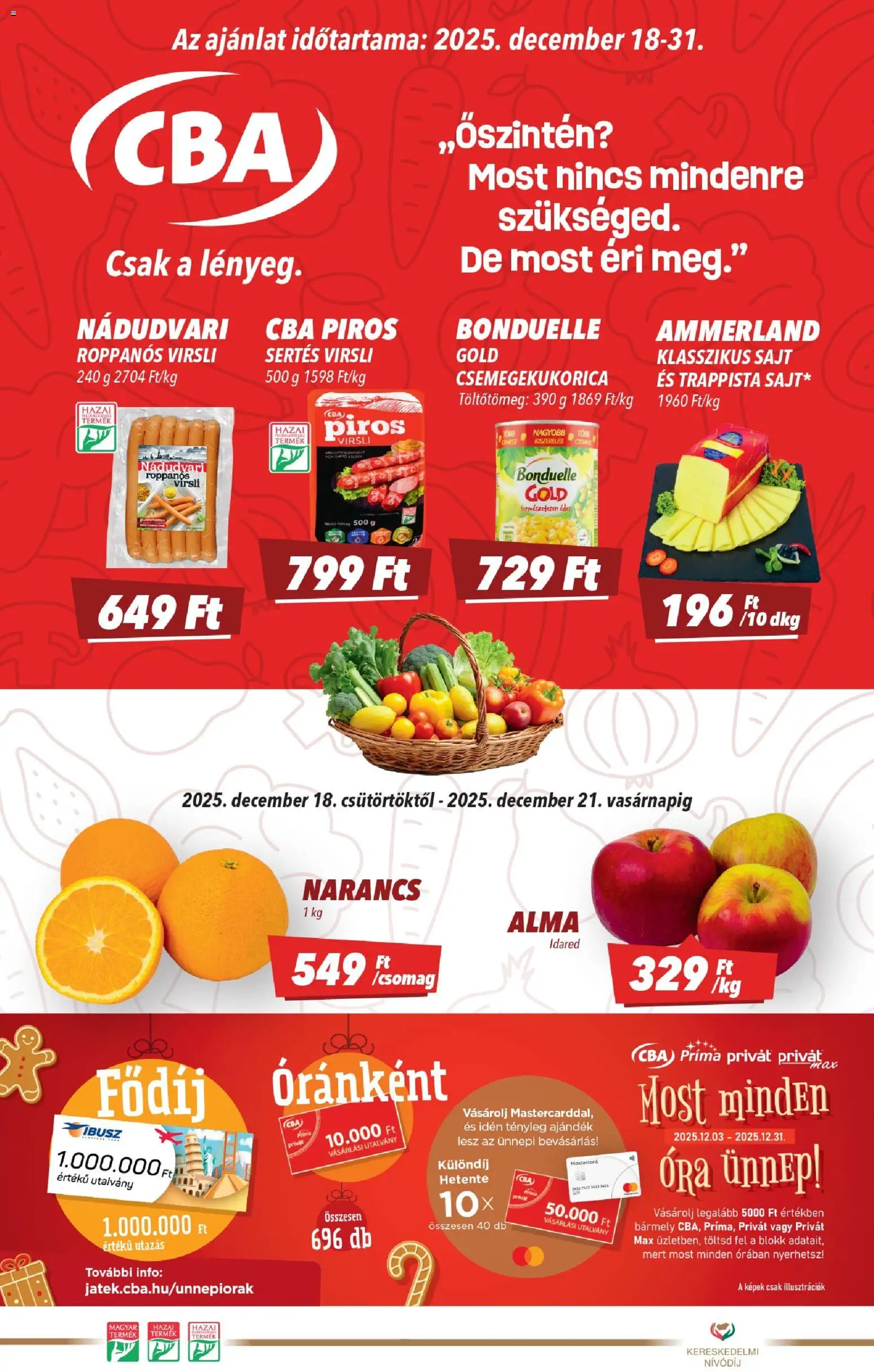 CBA Akciós újság - 1oldal - érvényes 2025.12.18.-tól