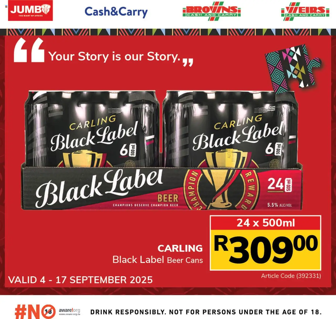 Jumbo Beer and Cider Specials - page 1- valid from 04/09/2025