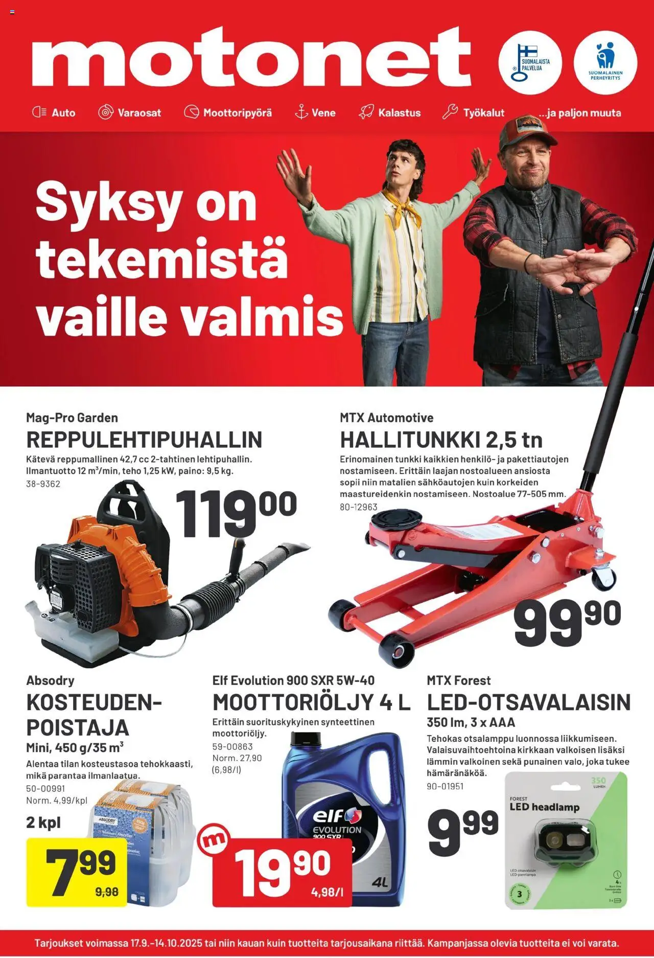Motonet tarjoukset - sivu 1- voimassa alkaen 17/09/2025