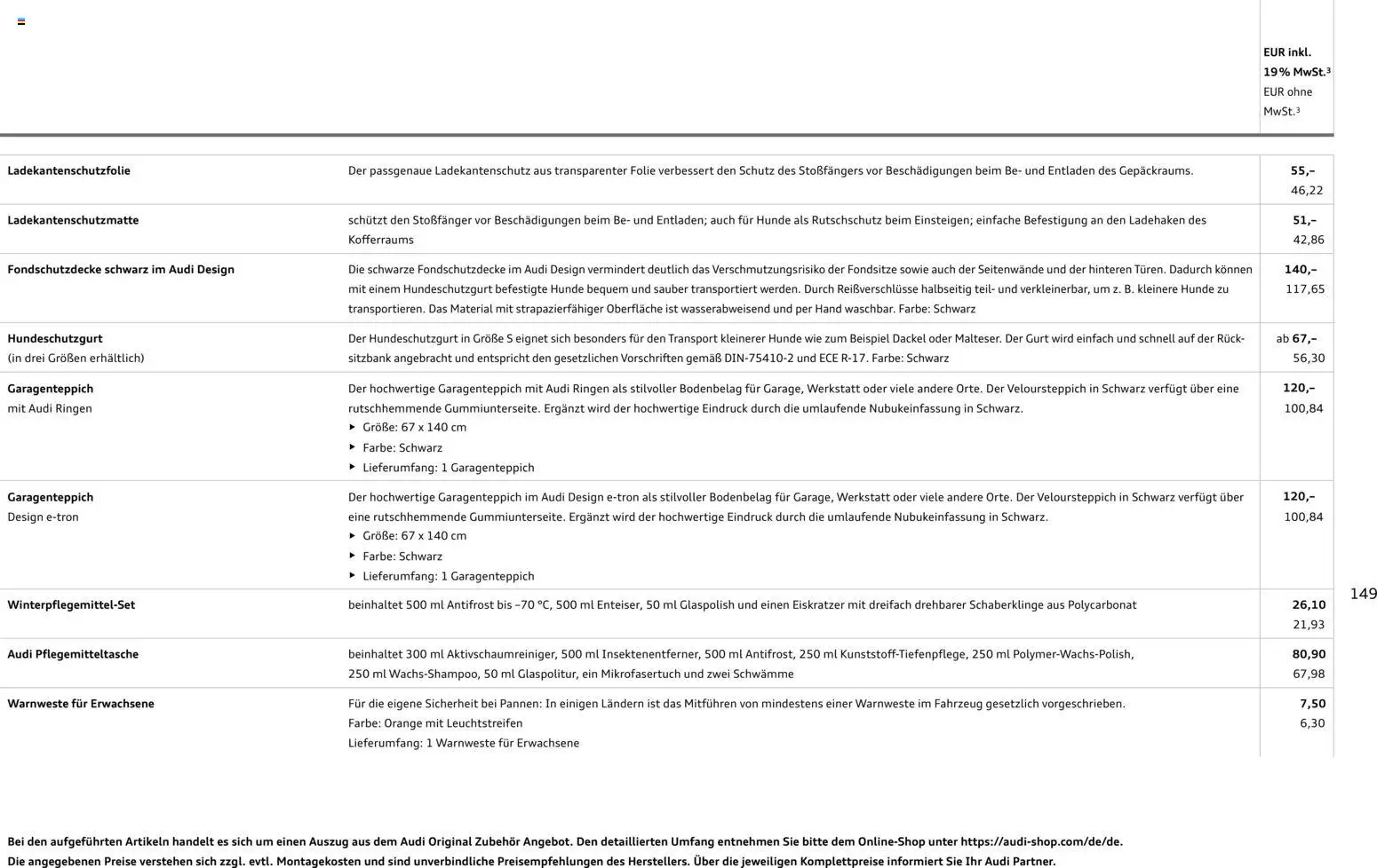 Audi Prospekt 	 - Seite 149 - gültig ab 28.10.2025