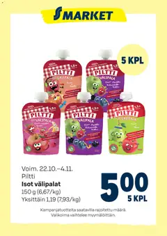 Esikatselu S-market tarjoukset Piltti voimassa alkaen 22/10/2025