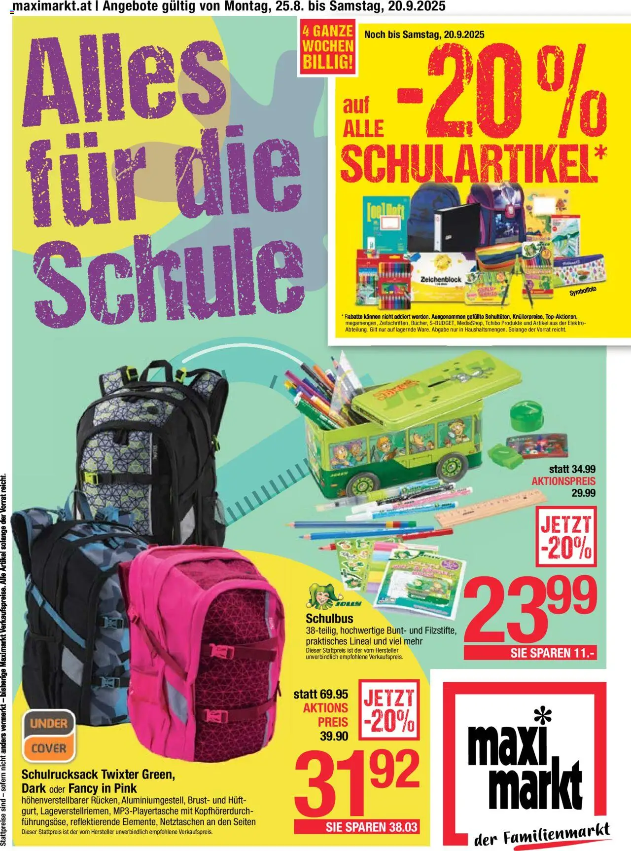 Maximarkt Alles für die Schule - Seite 1- gültig ab 25.08.2025