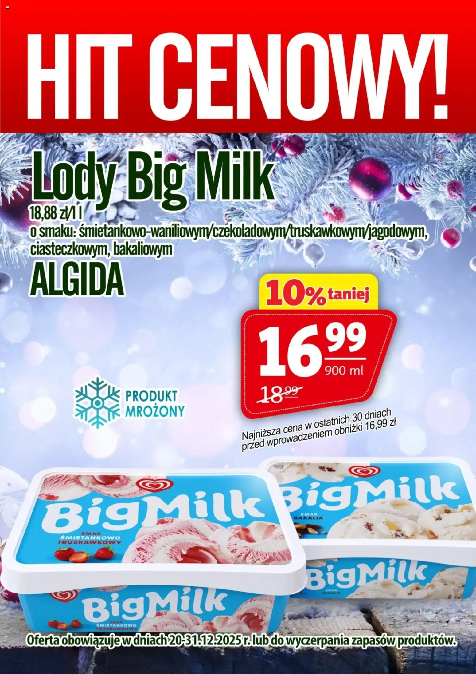 Prim Market Promocja - Lody Big Milk Algida - strona 1- ważny od 20.12.2025