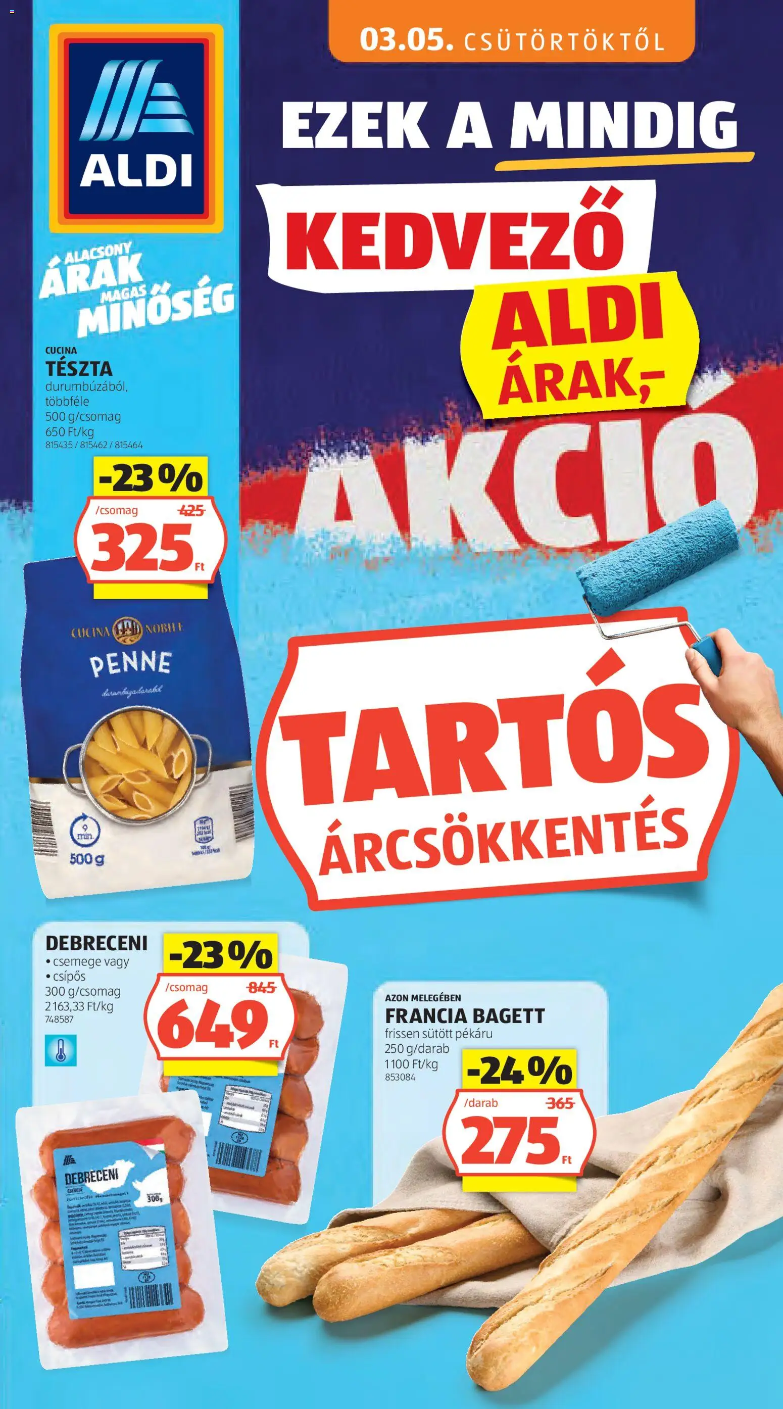 Aldi Tartós árcsökkentés flyer - 1oldal - érvényes 2026.03.05.-tól
