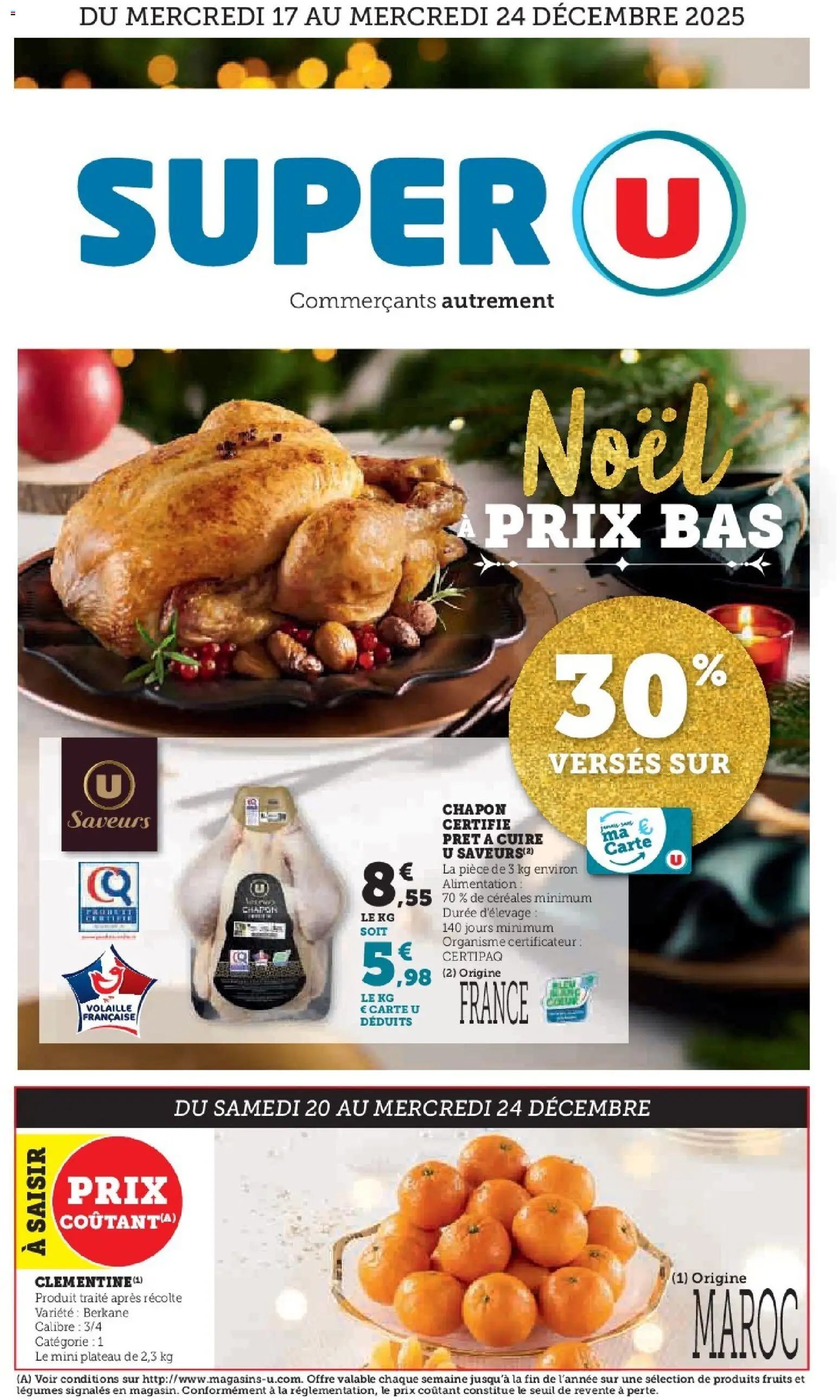 Super U - Les prix bas de Noël - page 1 - valable à partir du 17/12/2025