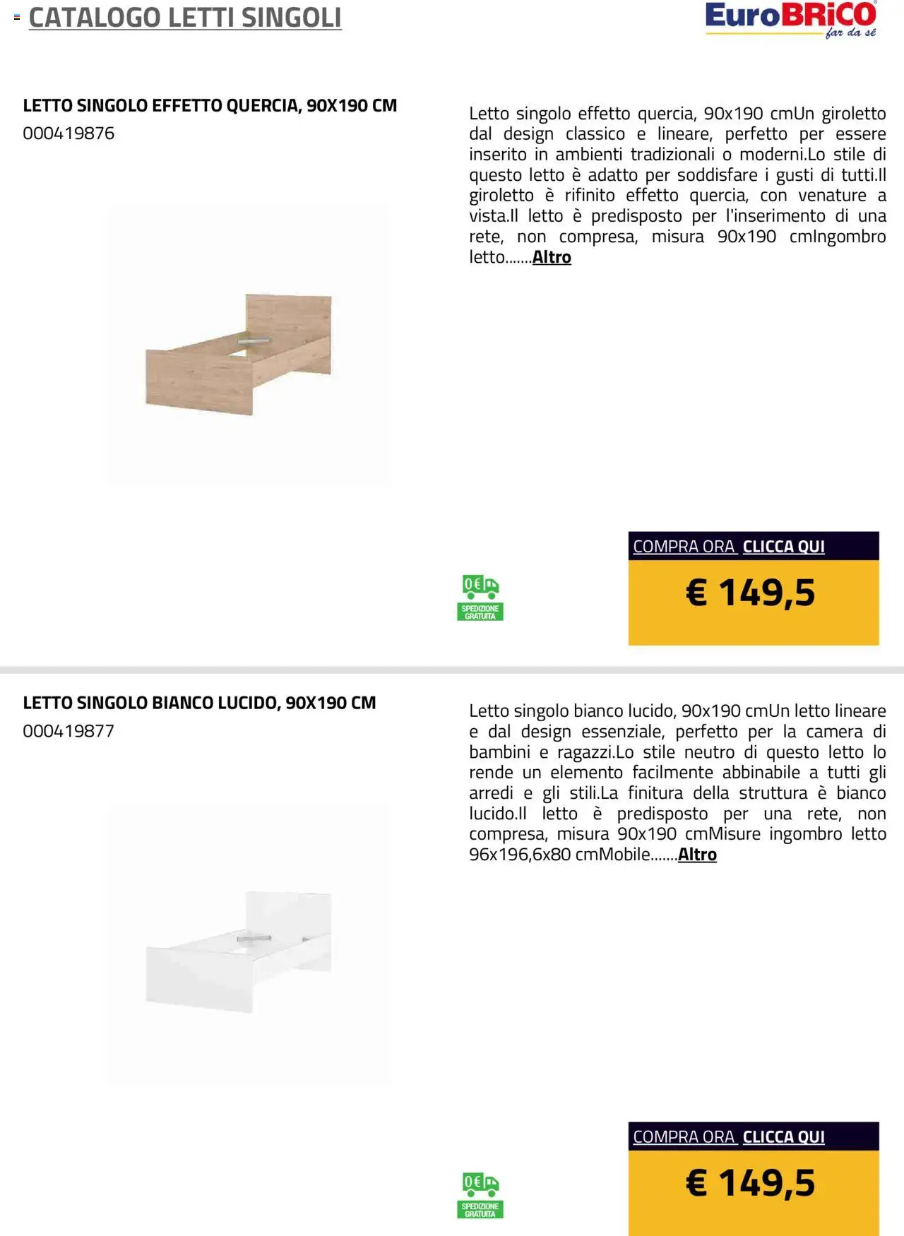 Eurobrico Letti Singoli catalogo - pagina 23 - valido dal 23/07/2025