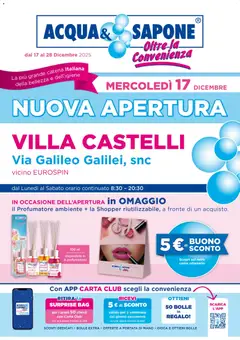 Anteprima Acqua e Sapone Nuova Apertura - Villa Castelli catalogo valida dal 17/12/2025