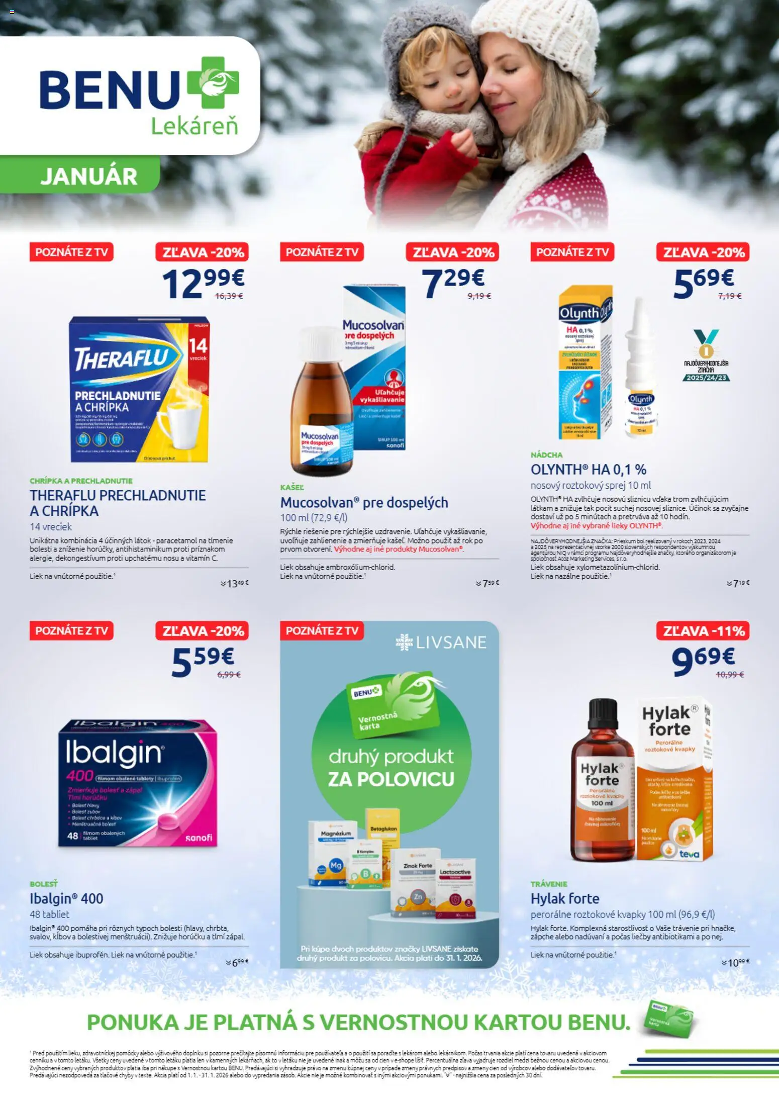 BENU Lekáreň leták - strana 1- platný od 01.01.2026