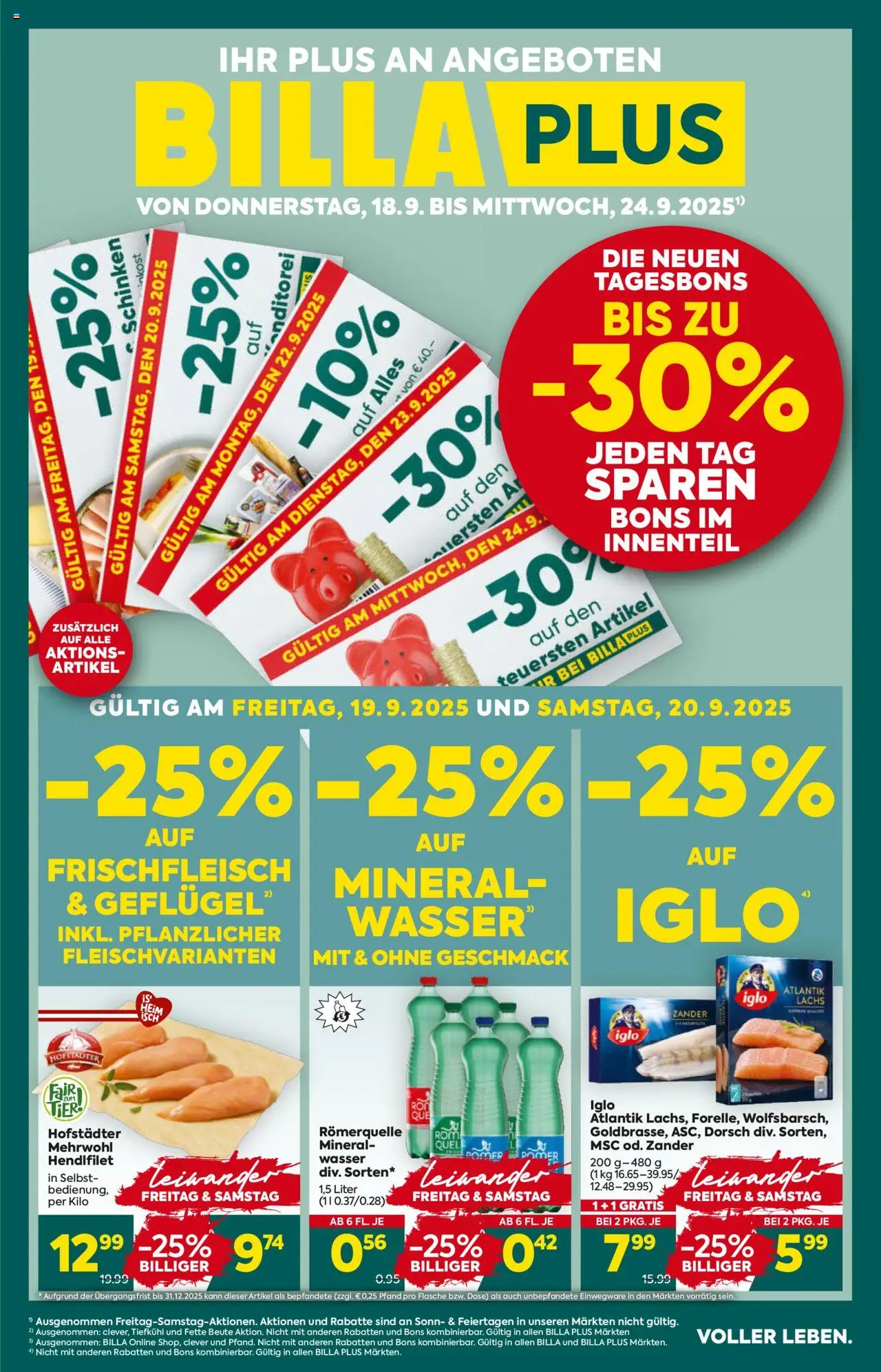 Billa Plus Flugblatt - Seite 1- gültig ab 18.09.2025