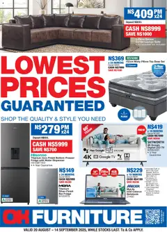 Preview OK Furniture - Namibia Lowest Prices Specials valid from 20/08/2025