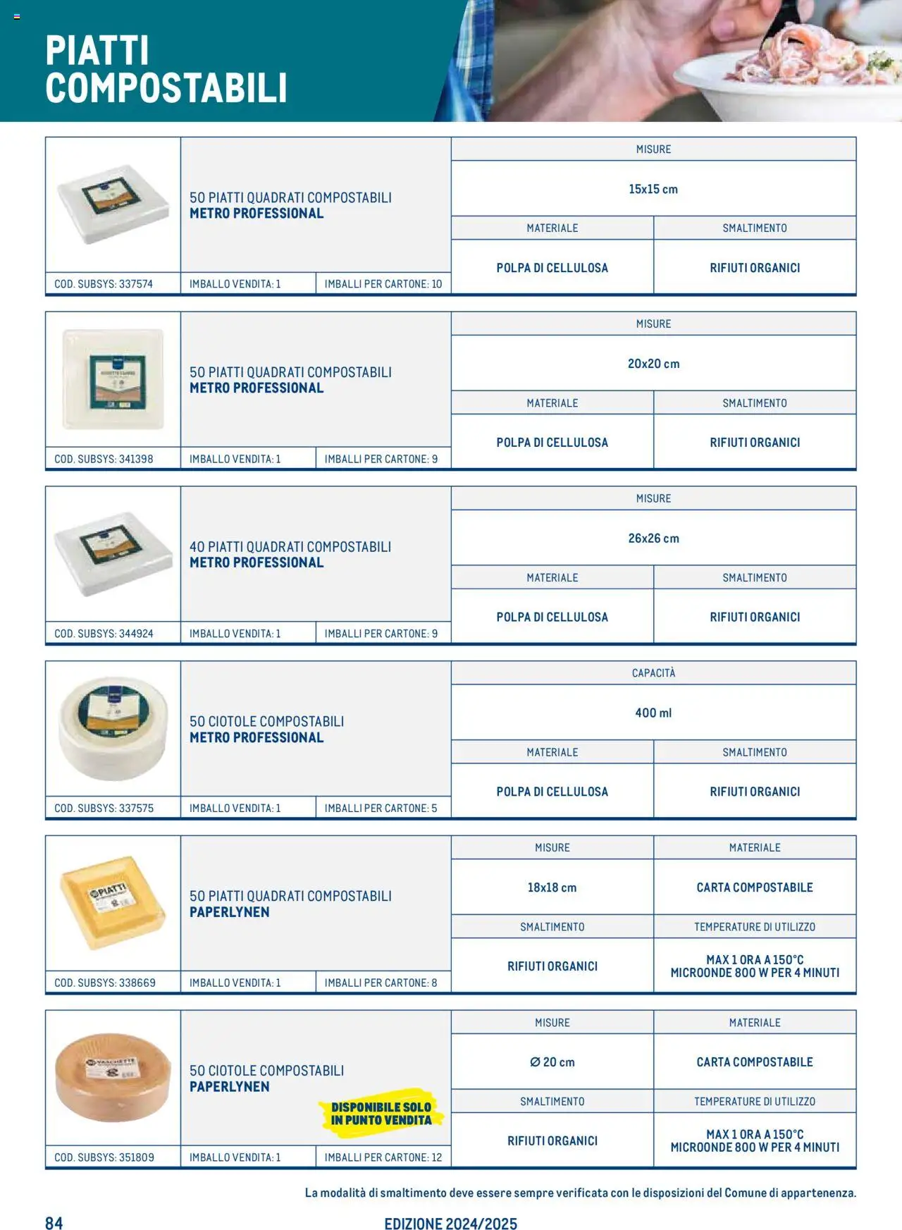 Catalogo Take Away e Monouso 2024 Metro	 - pagina 84 - valido dal 22/07/2024