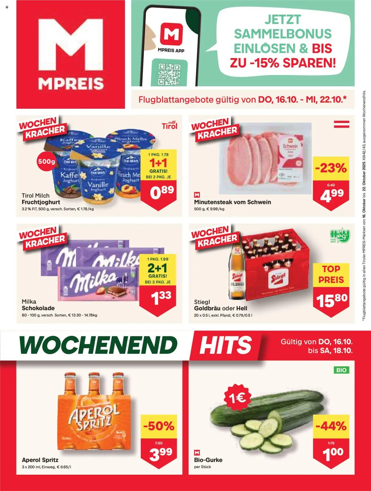 MPREIS Flugblatt - Seite 1- gültig ab 16.10.2025