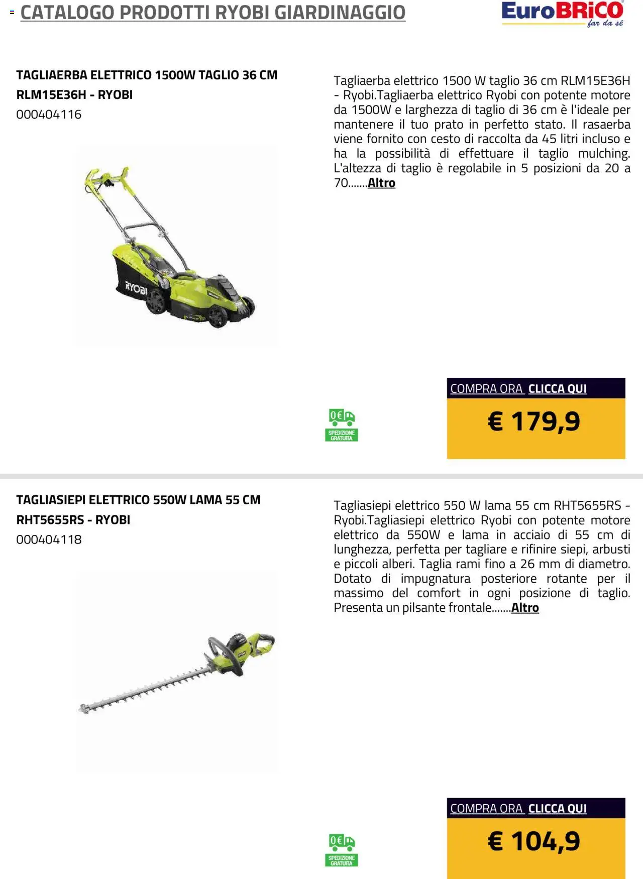 Eurobrico Prodotti Ryobi Giardinaggio catalogo - pagina 44 - valido dal 23/07/2025