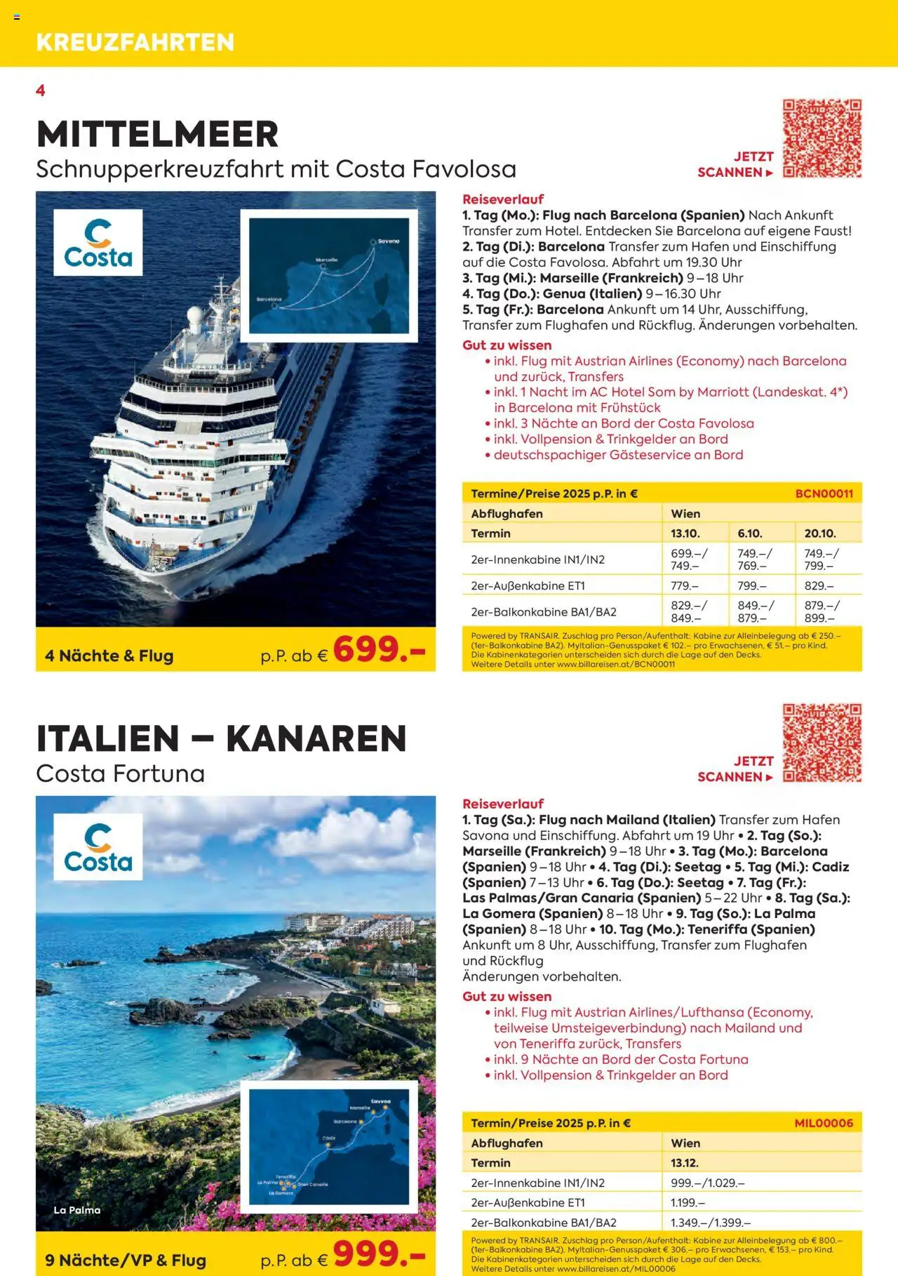 Billa Kreuzfahrten Rundreisen Erlebnisreisenb3/4 2025 - page 4- valid from 03.06.2025