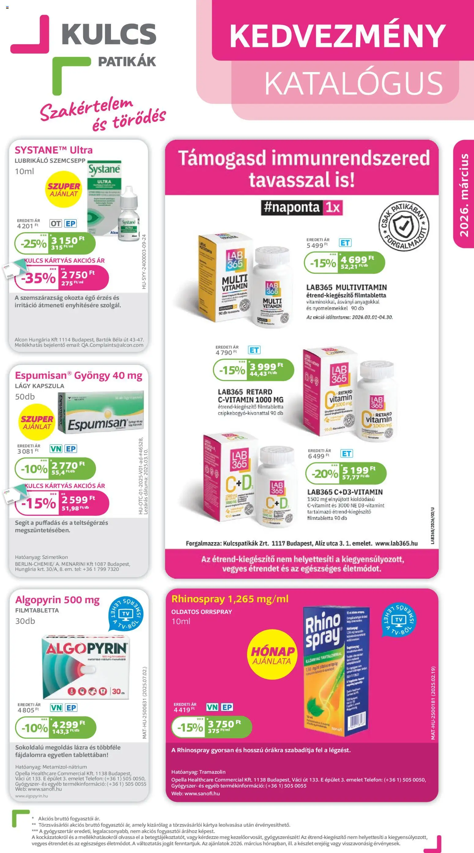 Kulcs Patika akciós újság - 1oldal - érvényes 2026.03.01.-tól