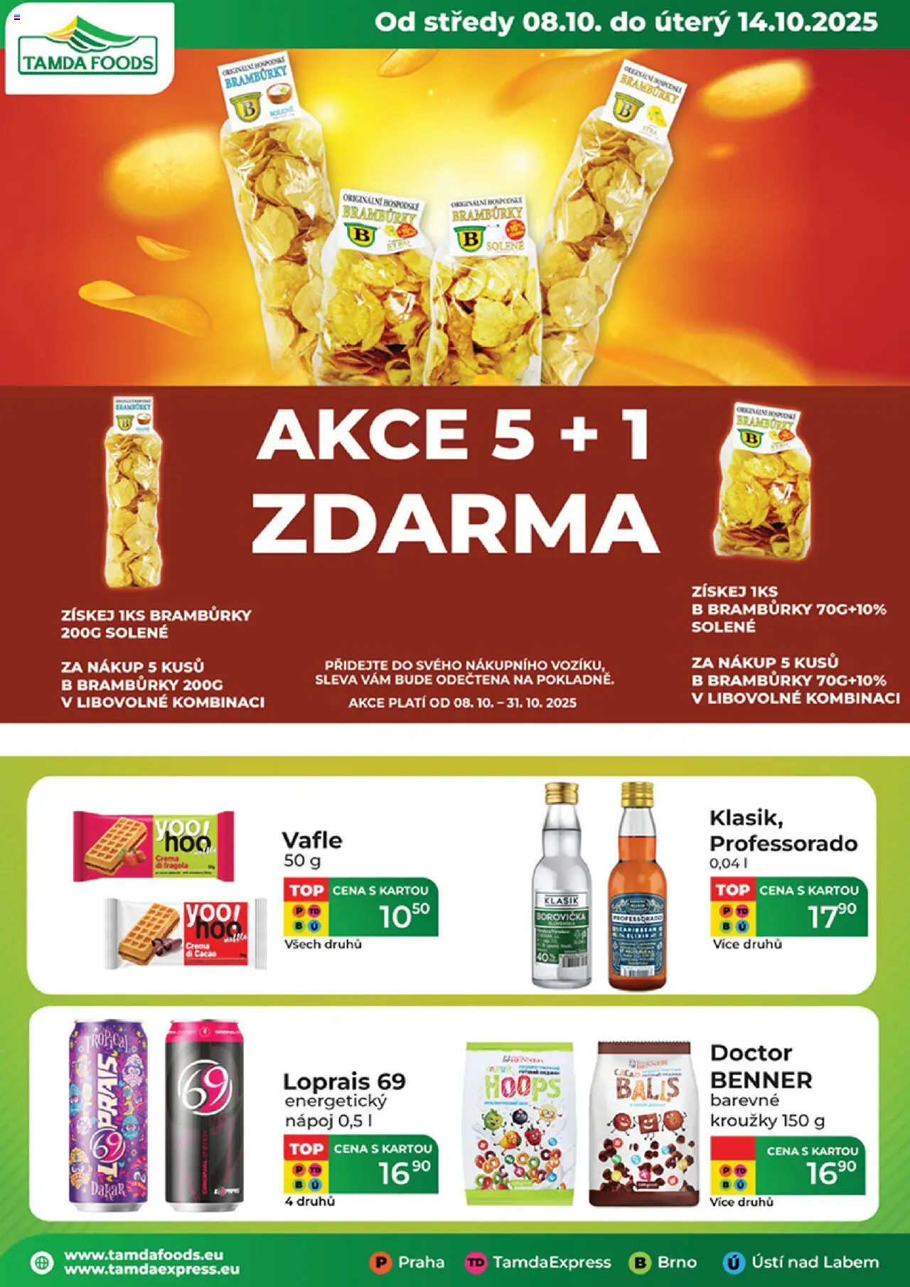 Tamda Foods leták - strana 1- platný od 08.10.2025