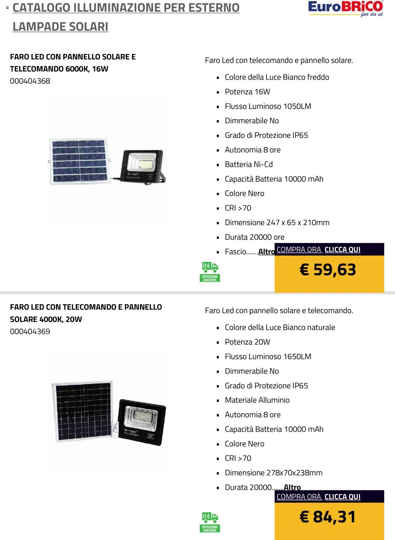 Eurobrico Illuminazione da esterno Lampade Solari catalogo - pagina 13 - valido dal 23/07/2025