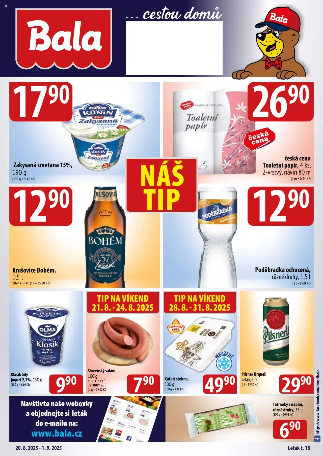 BALA velký leták + - strana 1- platný od 20.08.2025