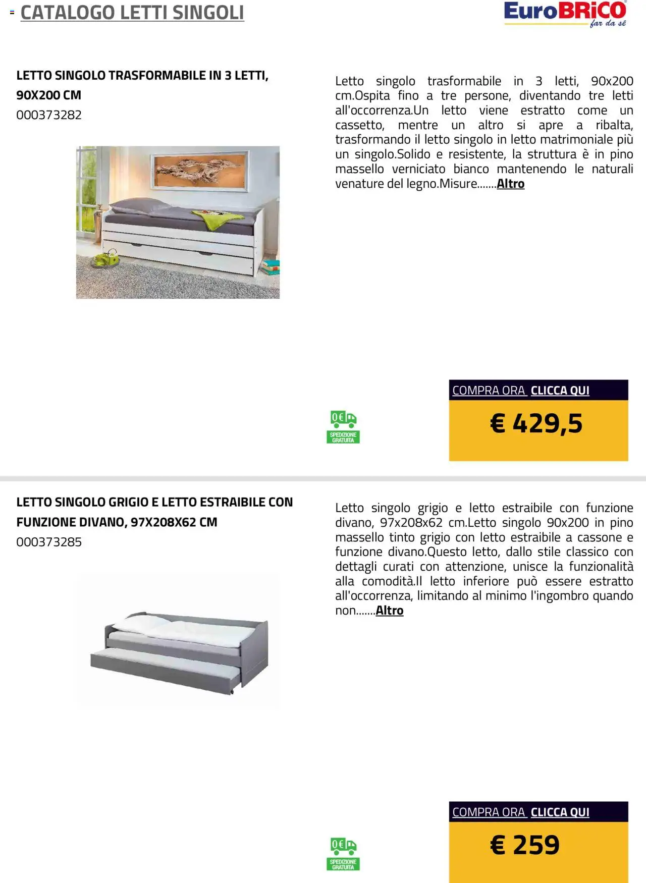 Eurobrico Letti Singoli catalogo - pagina 5 - valido dal 23/07/2025