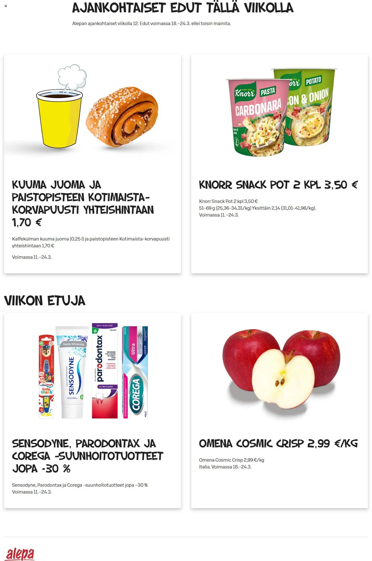 Alepa tarjoukset - sivu 1- voimassa alkaen 18/03/2026