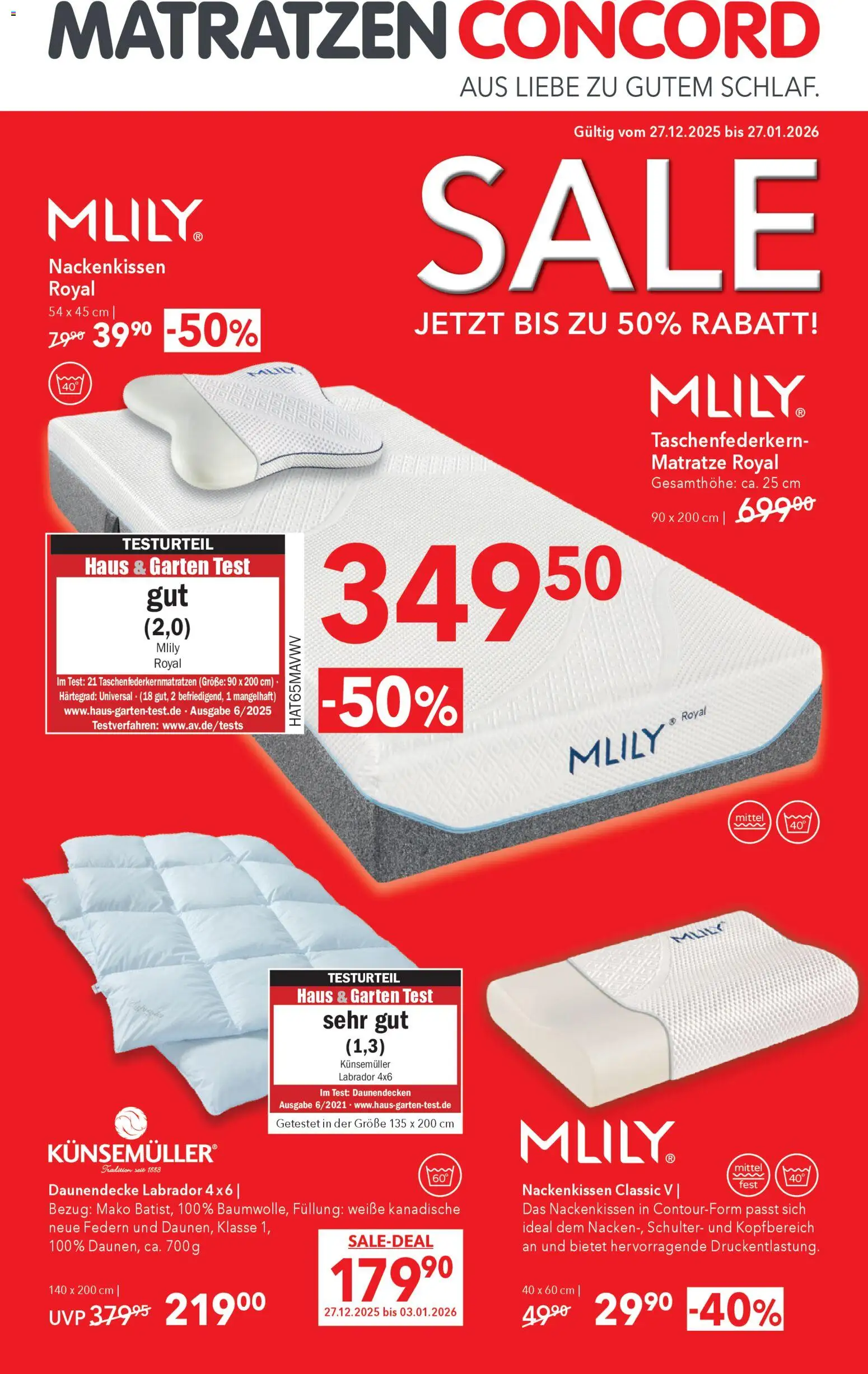 Matratzen Concord Flugblatt - Seite 1- gültig ab 27.12.2025