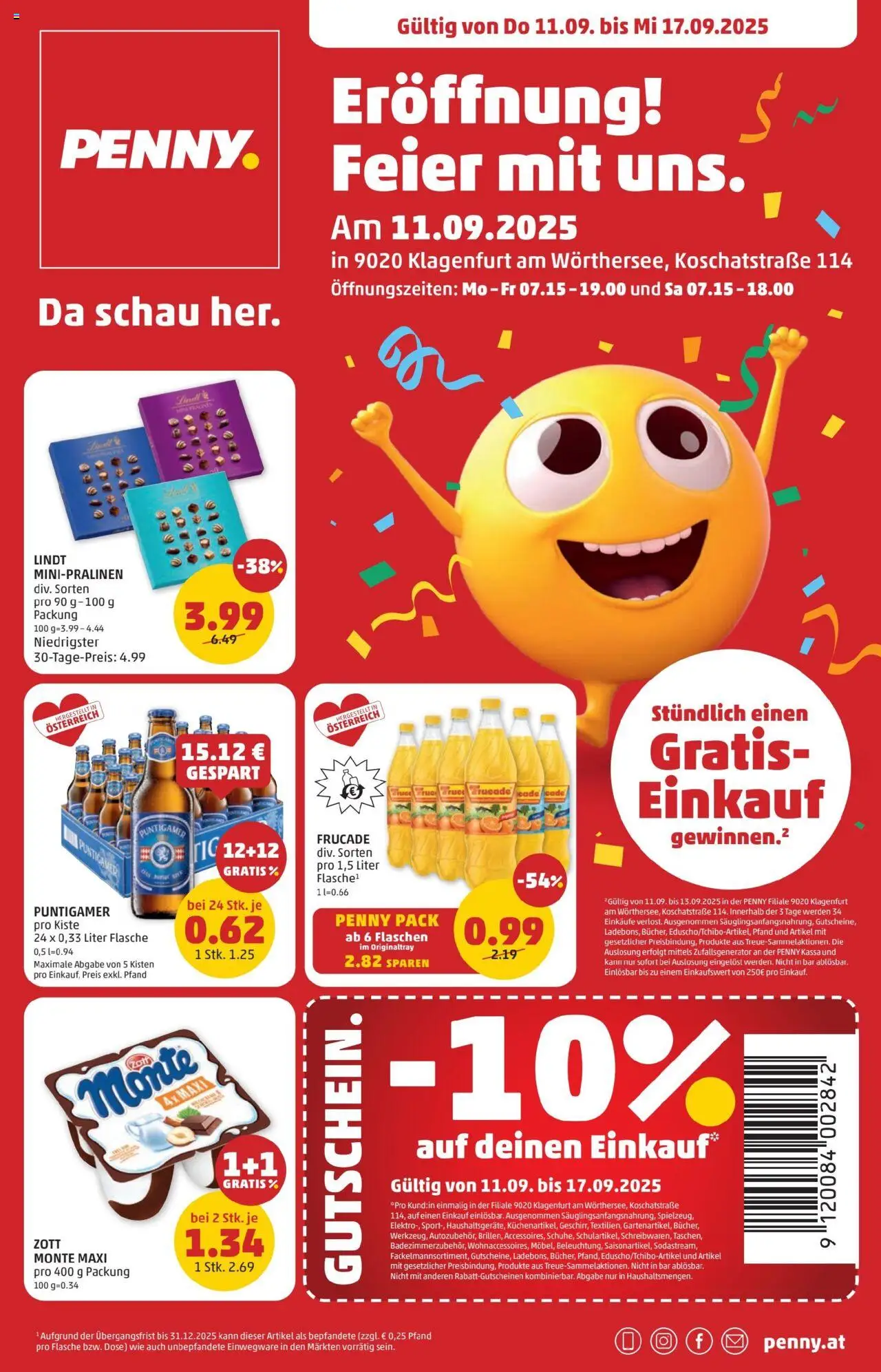 Penny Markt - Eröffnung in 9020 Klagenfurt am Wörthersee - Seite 1- gültig ab 11.09.2025
