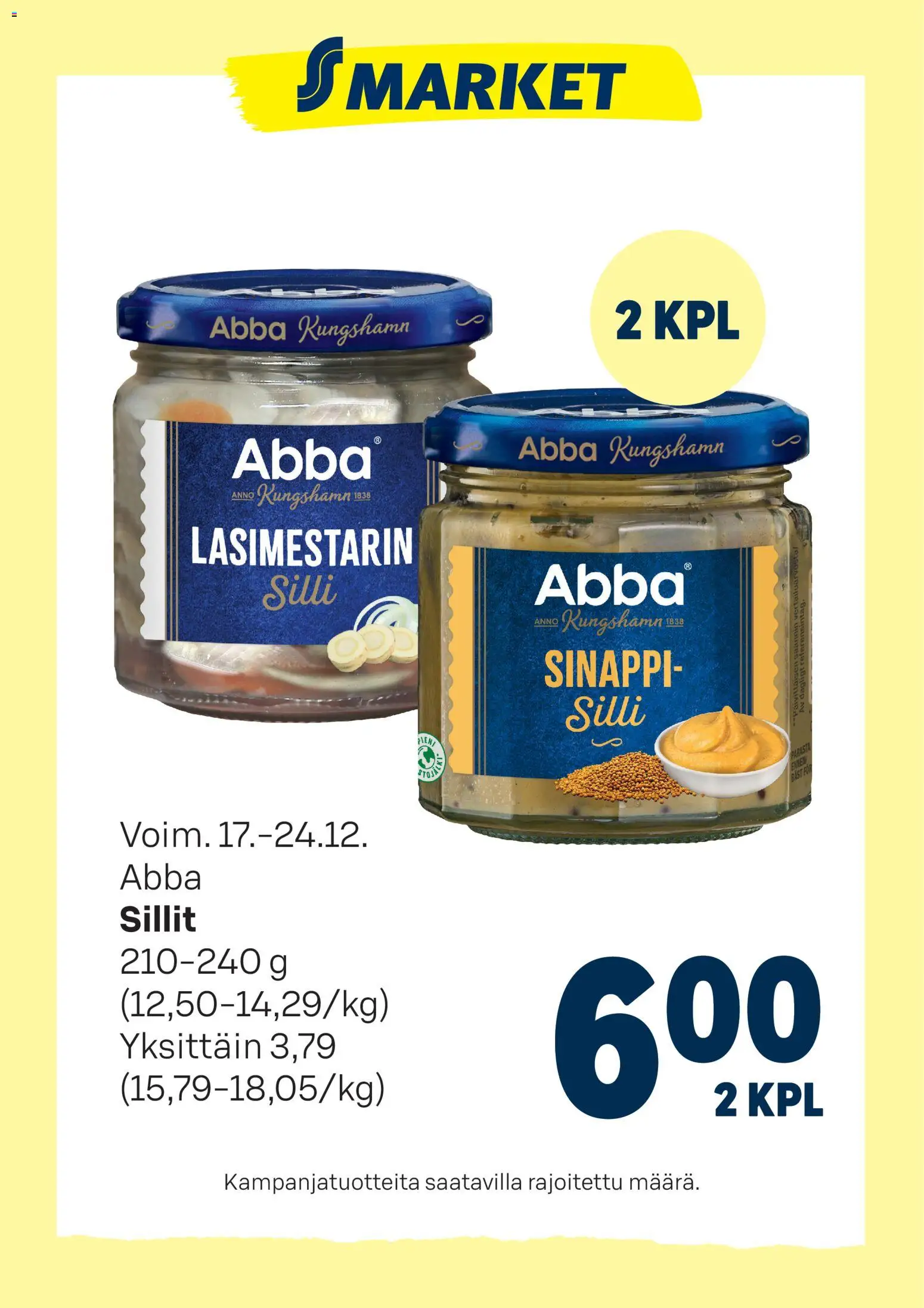 S-market tarjoukset Abba sillit - sivu 1- voimassa alkaen 17/12/2025