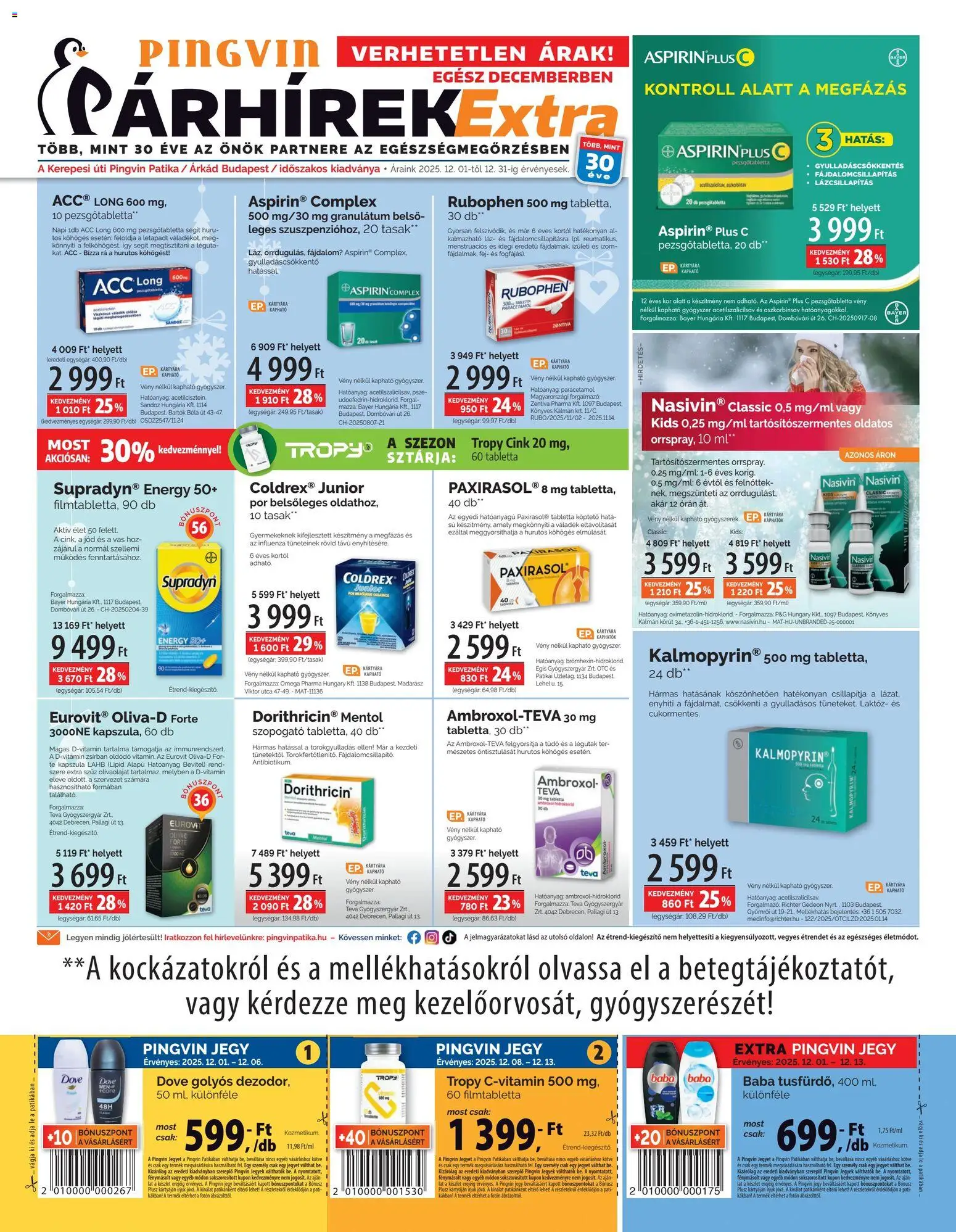 Pingvin Patika - Árhírek Extra - 1oldal - érvényes 2025.12.01.-tól