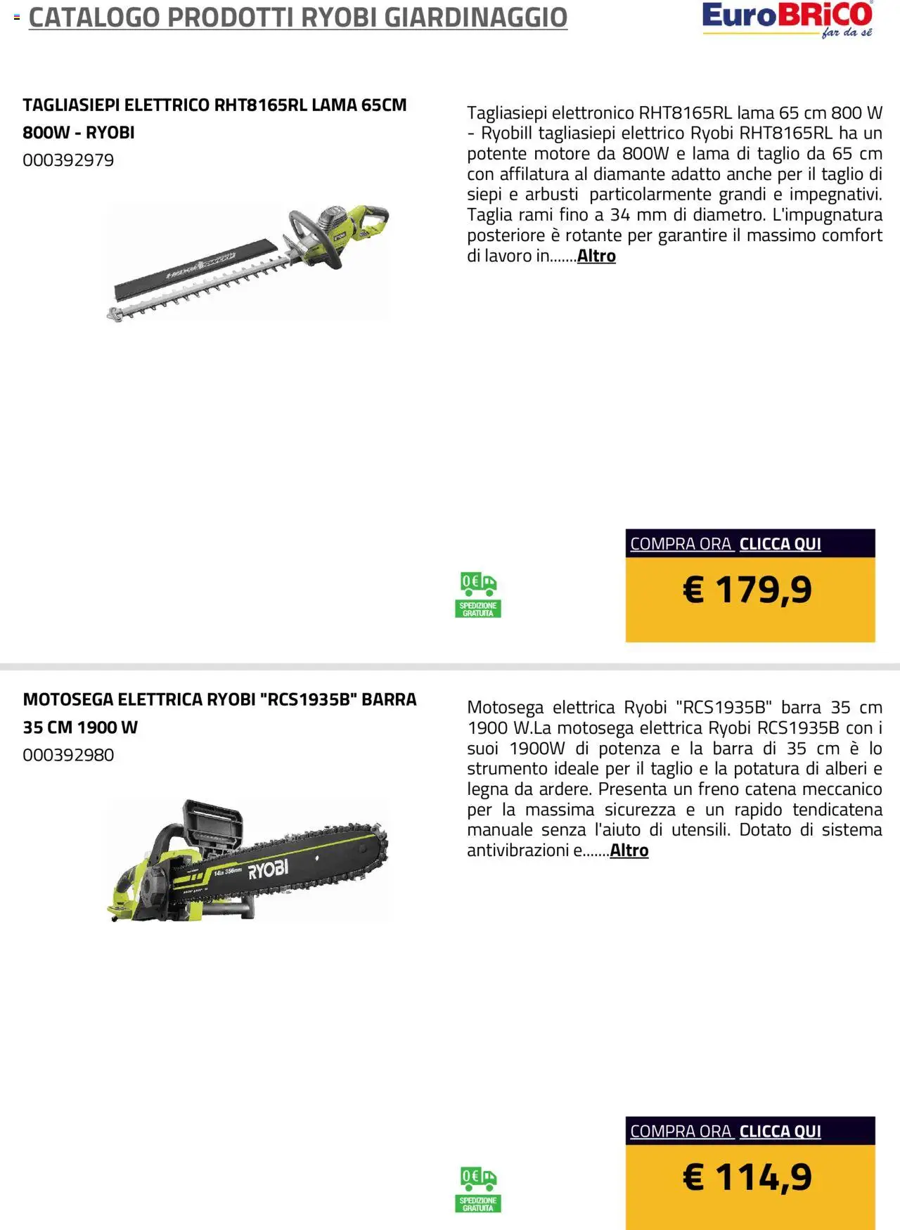Eurobrico Prodotti Ryobi Giardinaggio catalogo - pagina 14 - valido dal 23/07/2025