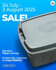 Preview Crazy Plastics Durbanville grand opening promo valid from 24/07/2025