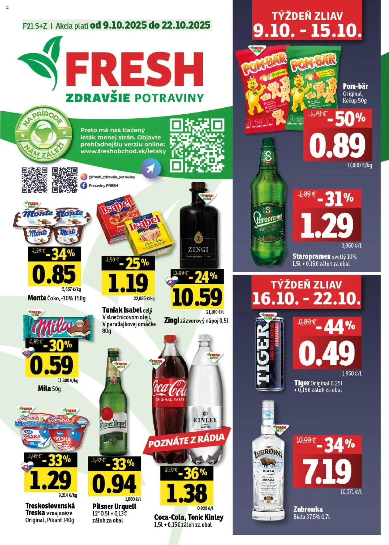 Fresh Stredné a západné Slovensko - strana 1- platný od 09.10.2025