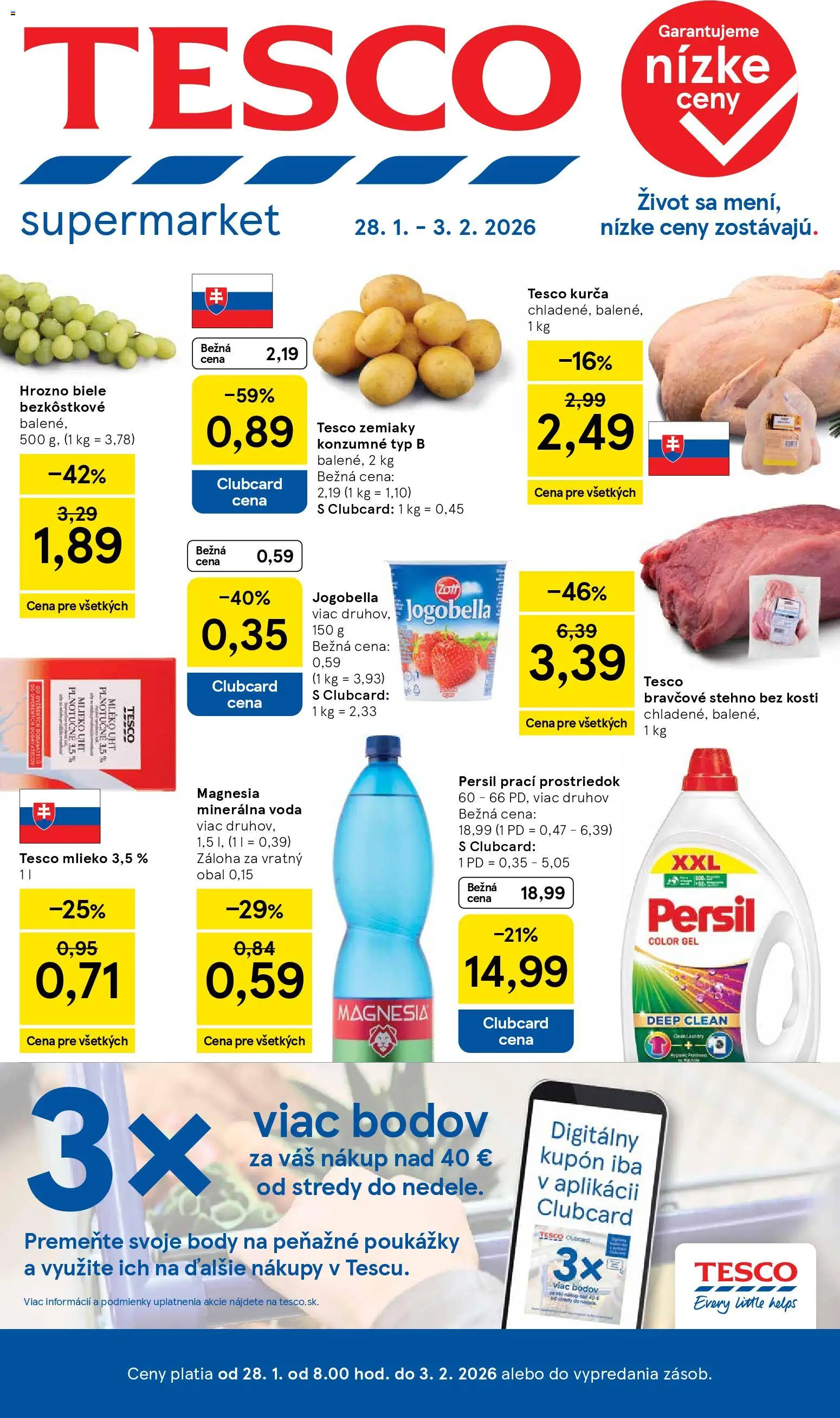 Tesco Supermarket - leták - strana 1- platný od 28.01.2026