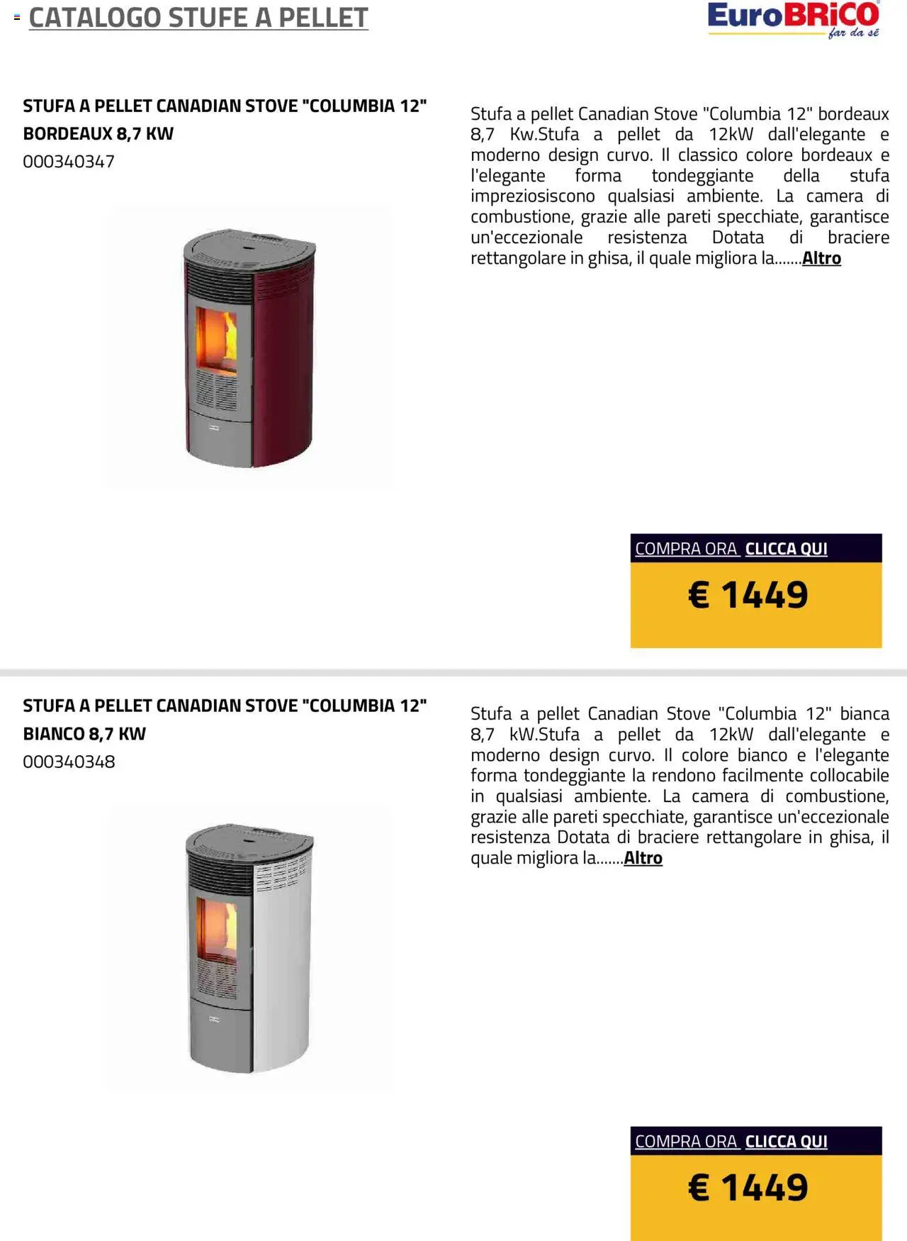 Eurobrico Stufe a Pellet catalogo - pagina 10 - valido dal 23/07/2025