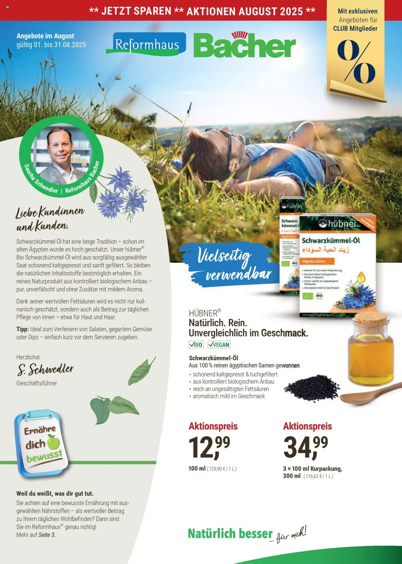 Reformhaus Bacher Prospekt 	 - Seite 1 - gültig ab 01.08.2025