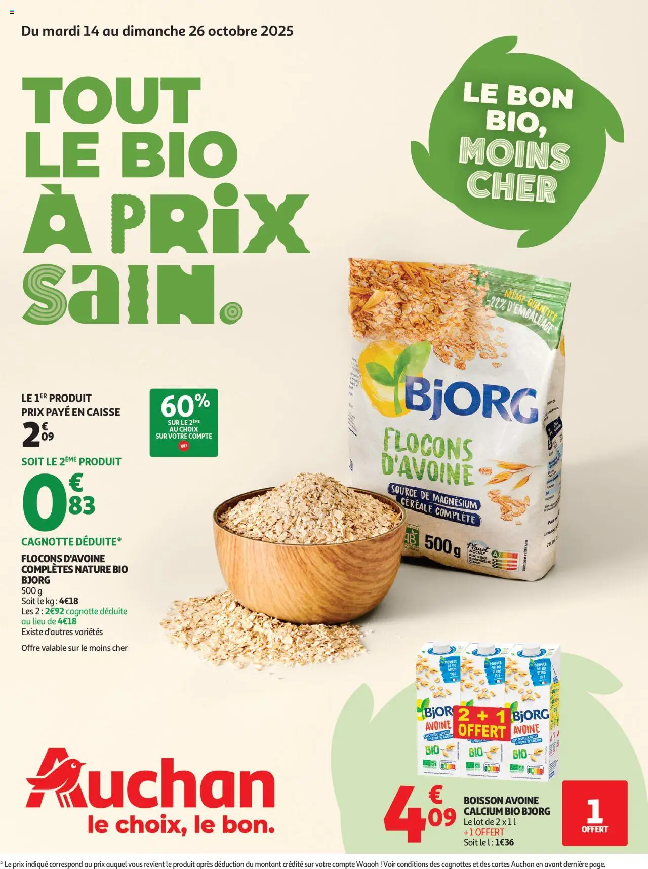 Auchan - Tout le bio à prix sain - pagina 1- geldig vanaf 14/10/2025