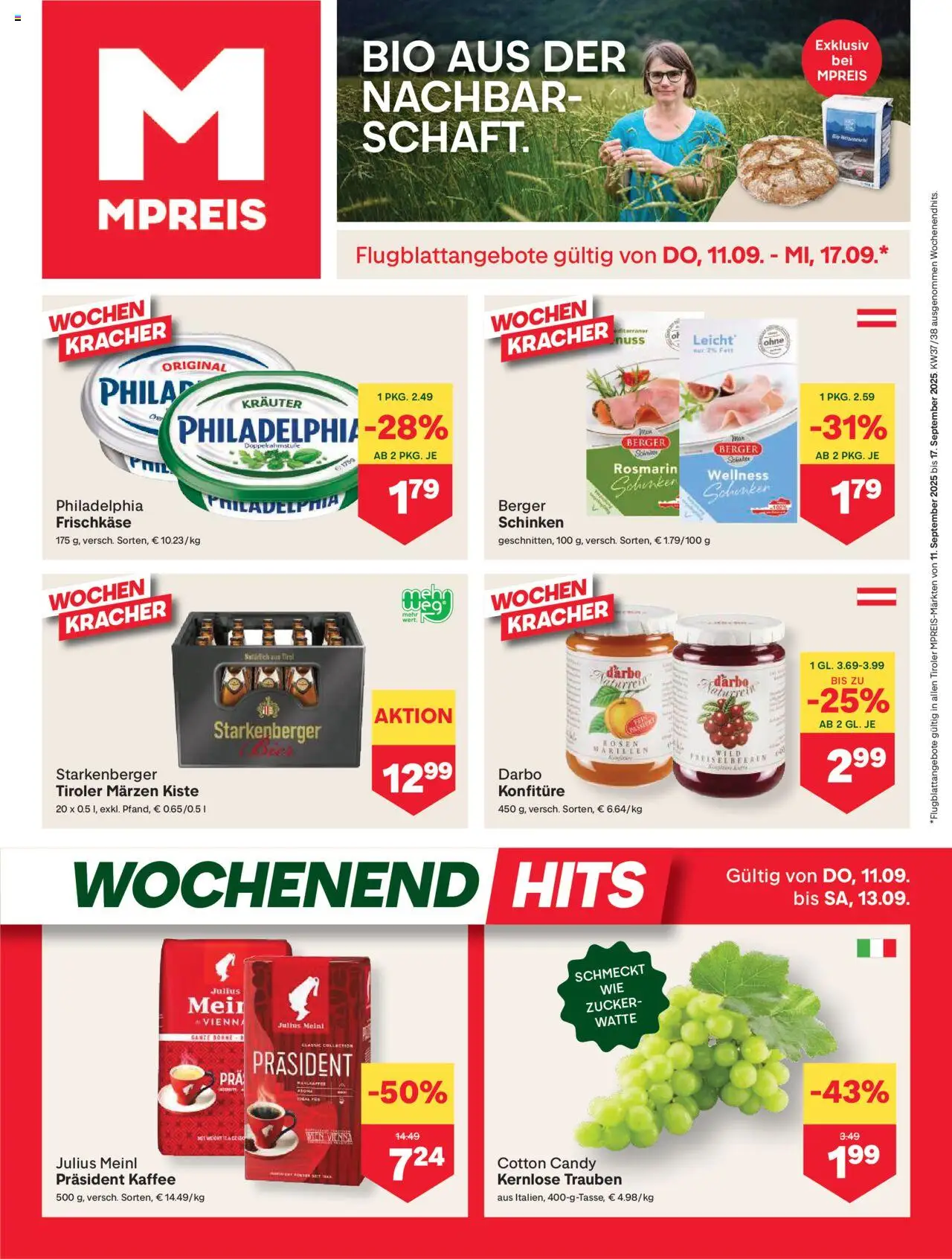 MPREIS Flugblatt - Seite 1- gültig ab 11.09.2025