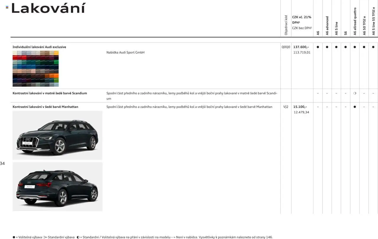 Audi katalog - A6 - strana 34- platný od 29.04.2025