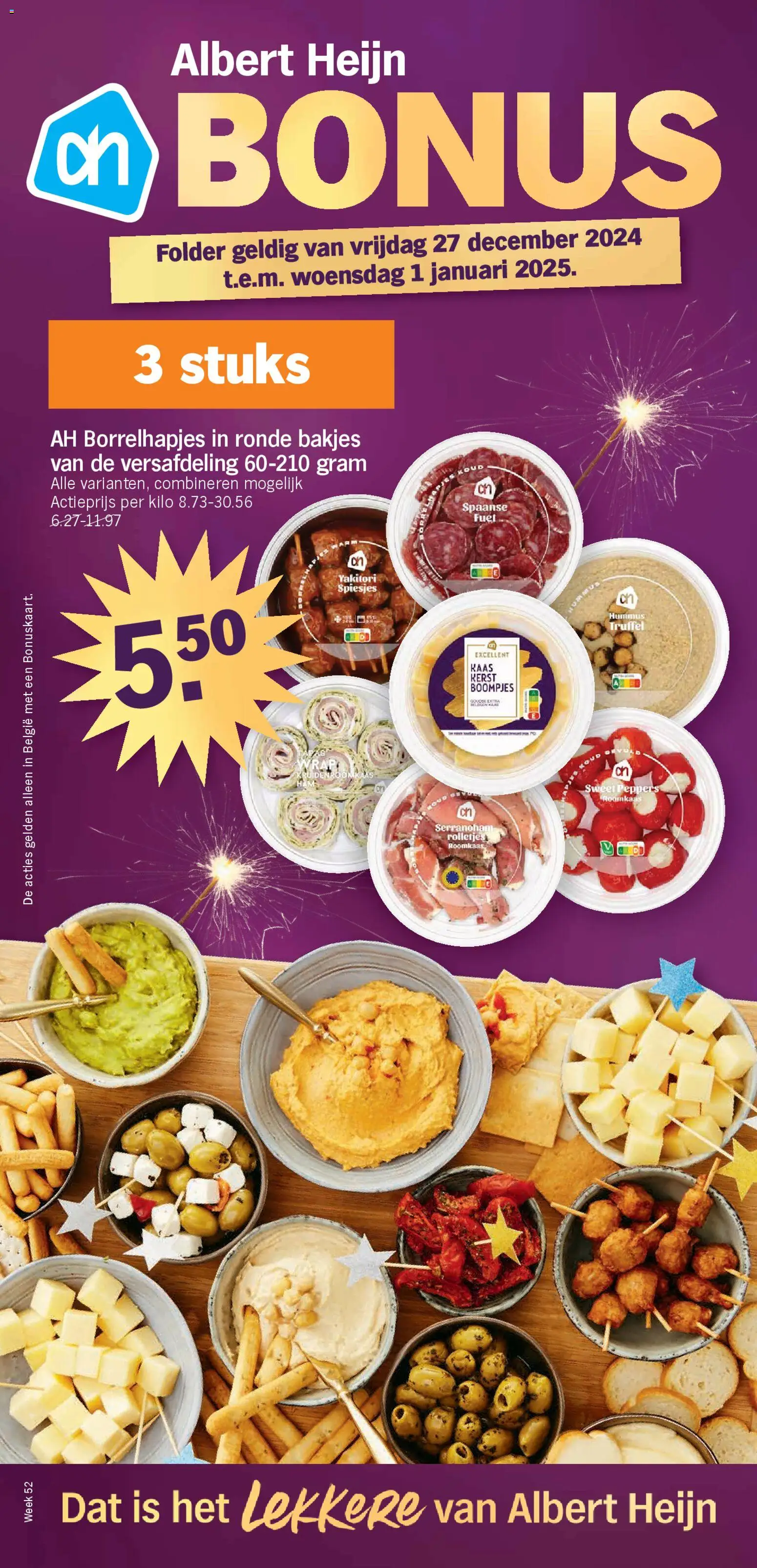 Albert Heijn folder week  / de la semaine 52 - pagina 1- geldig vanaf 27/12/2025