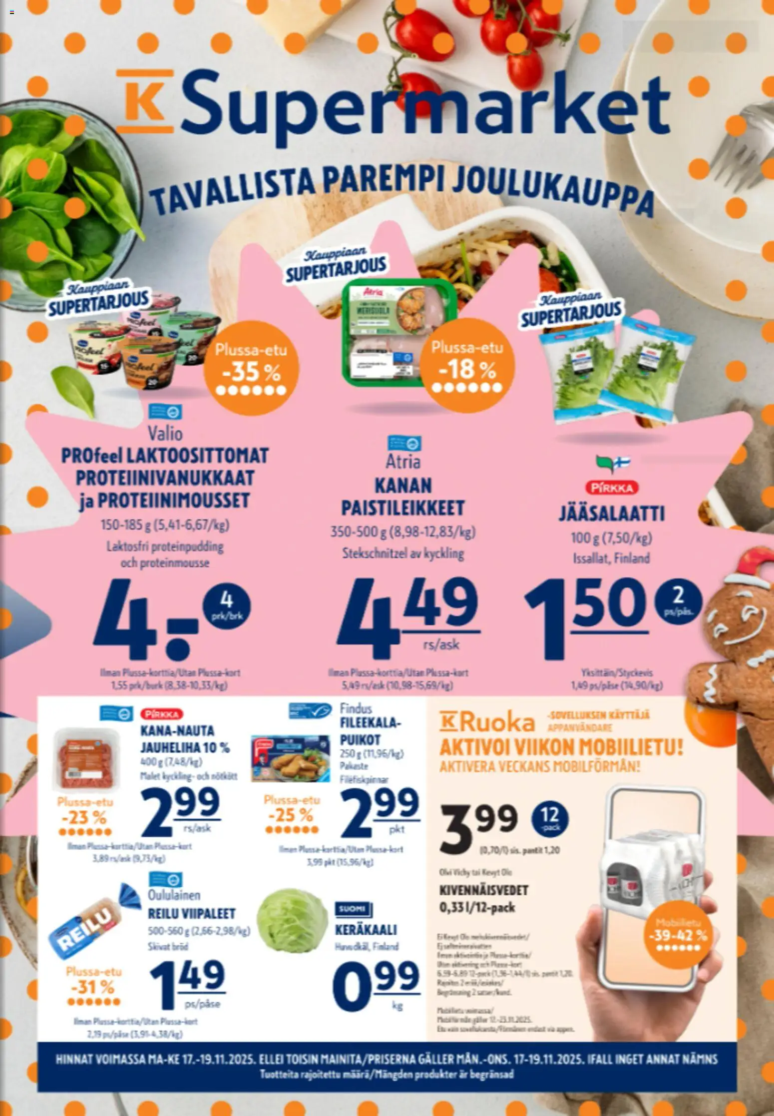 K-Supermarket tarjoukset - sivu 1- voimassa alkaen 17/11/2025