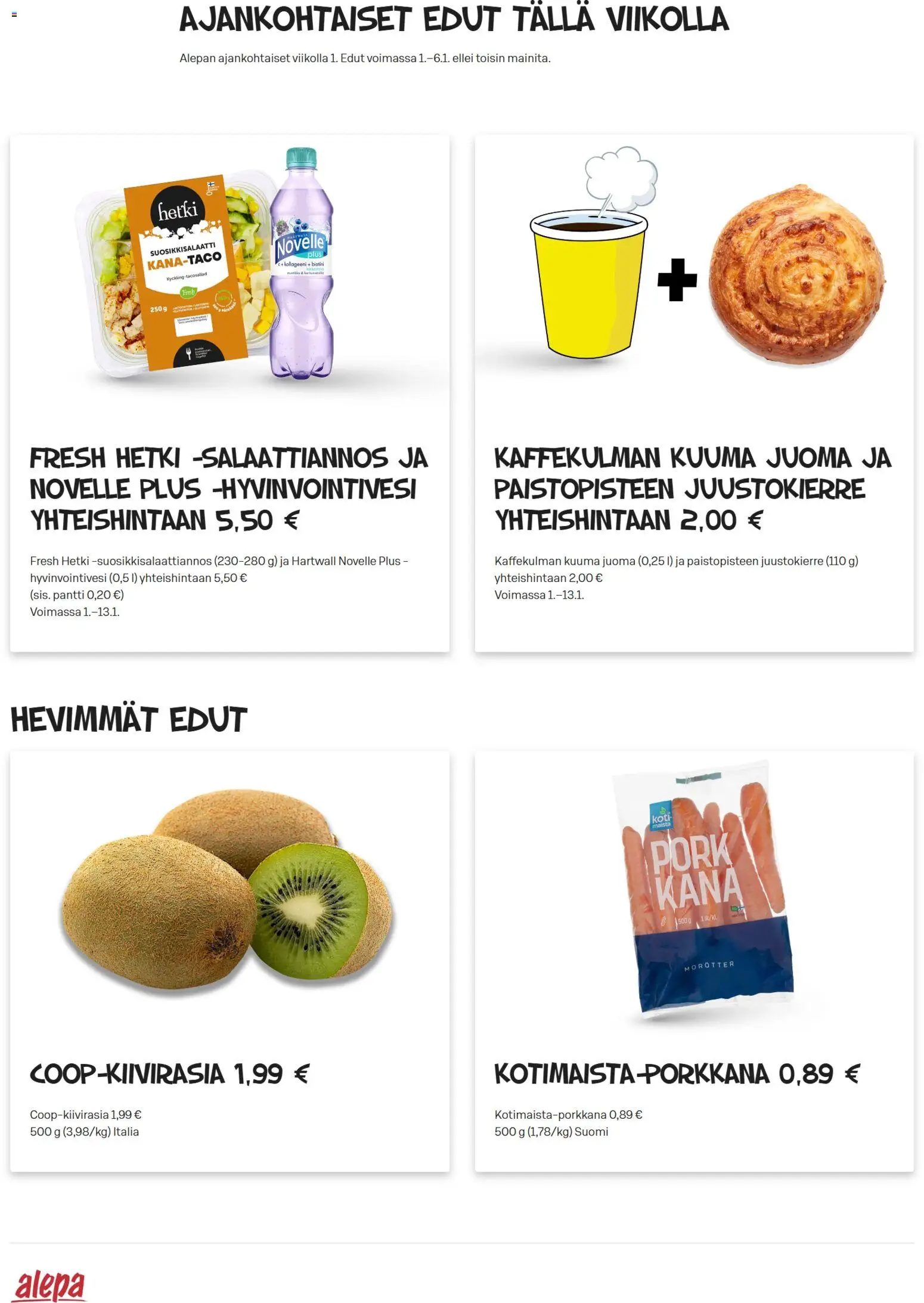 Alepa tarjoukset - sivu 1- voimassa alkaen 01/01/2026